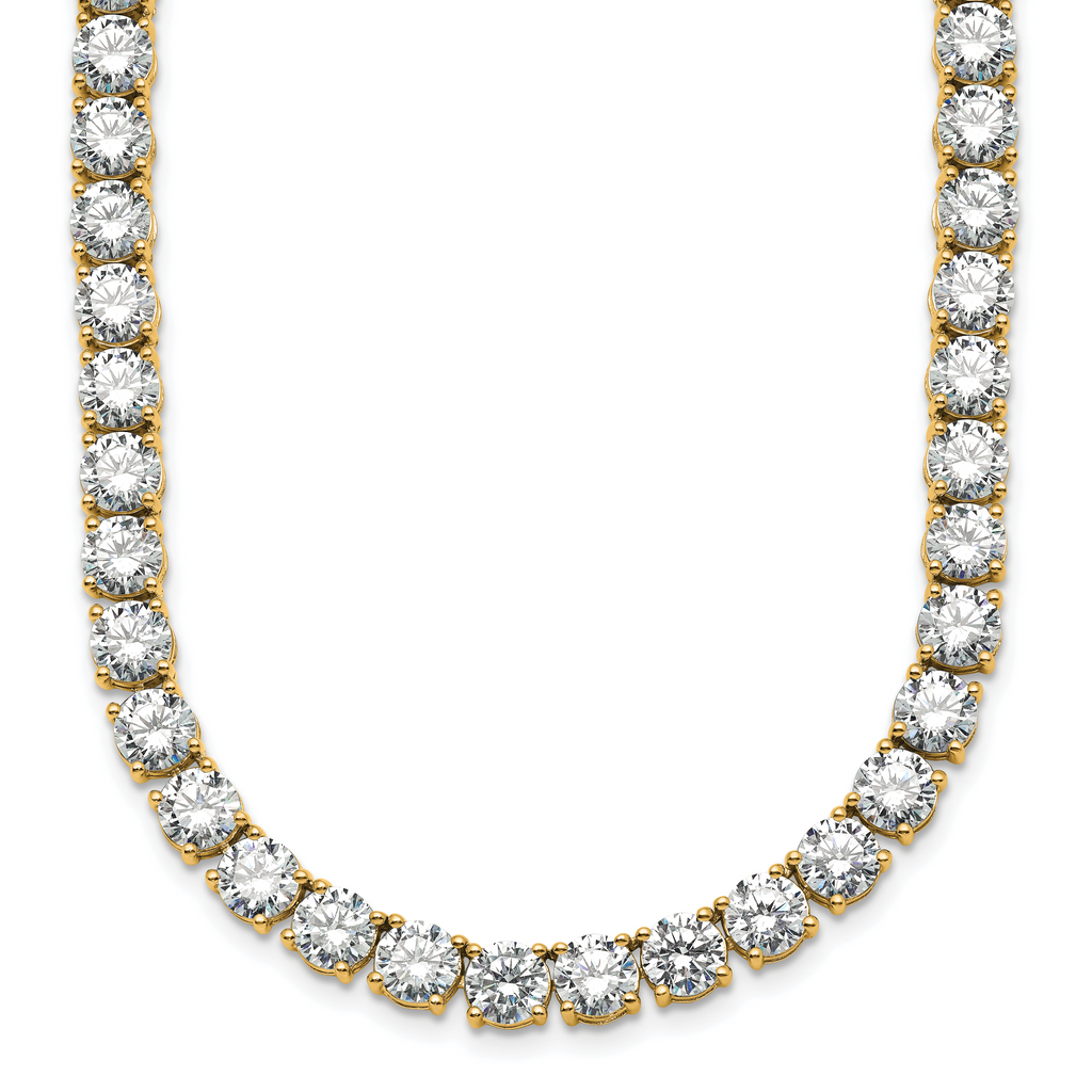 14k 68 1/4 carat Lab Grown Diamond VS+ F+ Complete Round 22 inch Straight Tennis Necklace