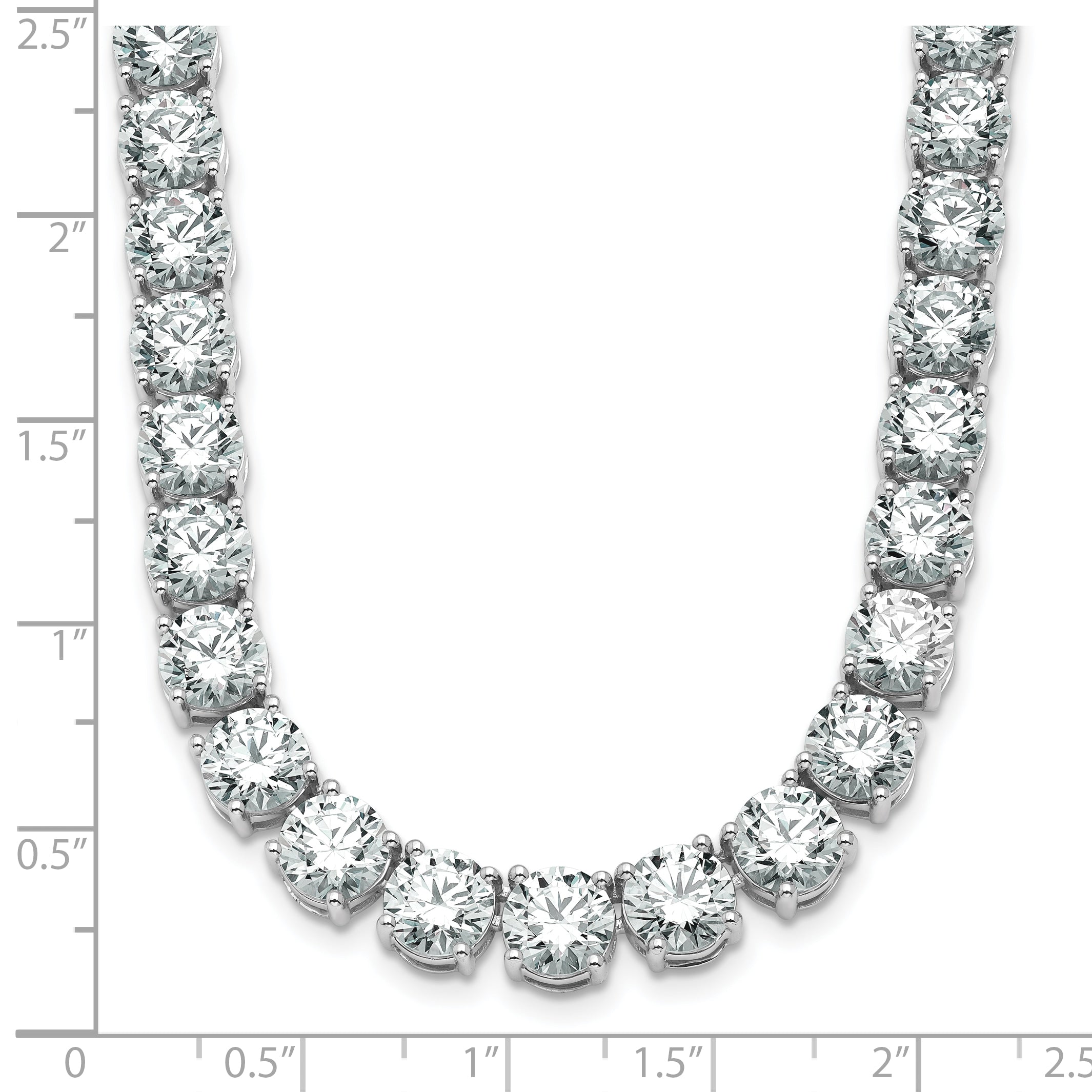 14k White Gold 91 carat Lab Grown Diamond VS+ F+ Complete Round 24 inch Straight Tennis Necklace