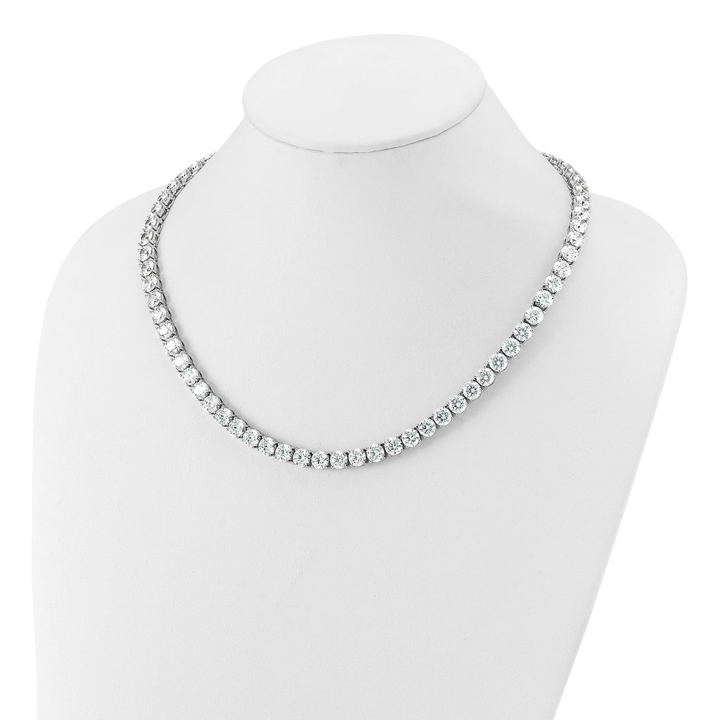 14k White Gold 74 carat Lab Grown Diamond VS+ F+ Complete Round 20 inch Straight Tennis Necklace