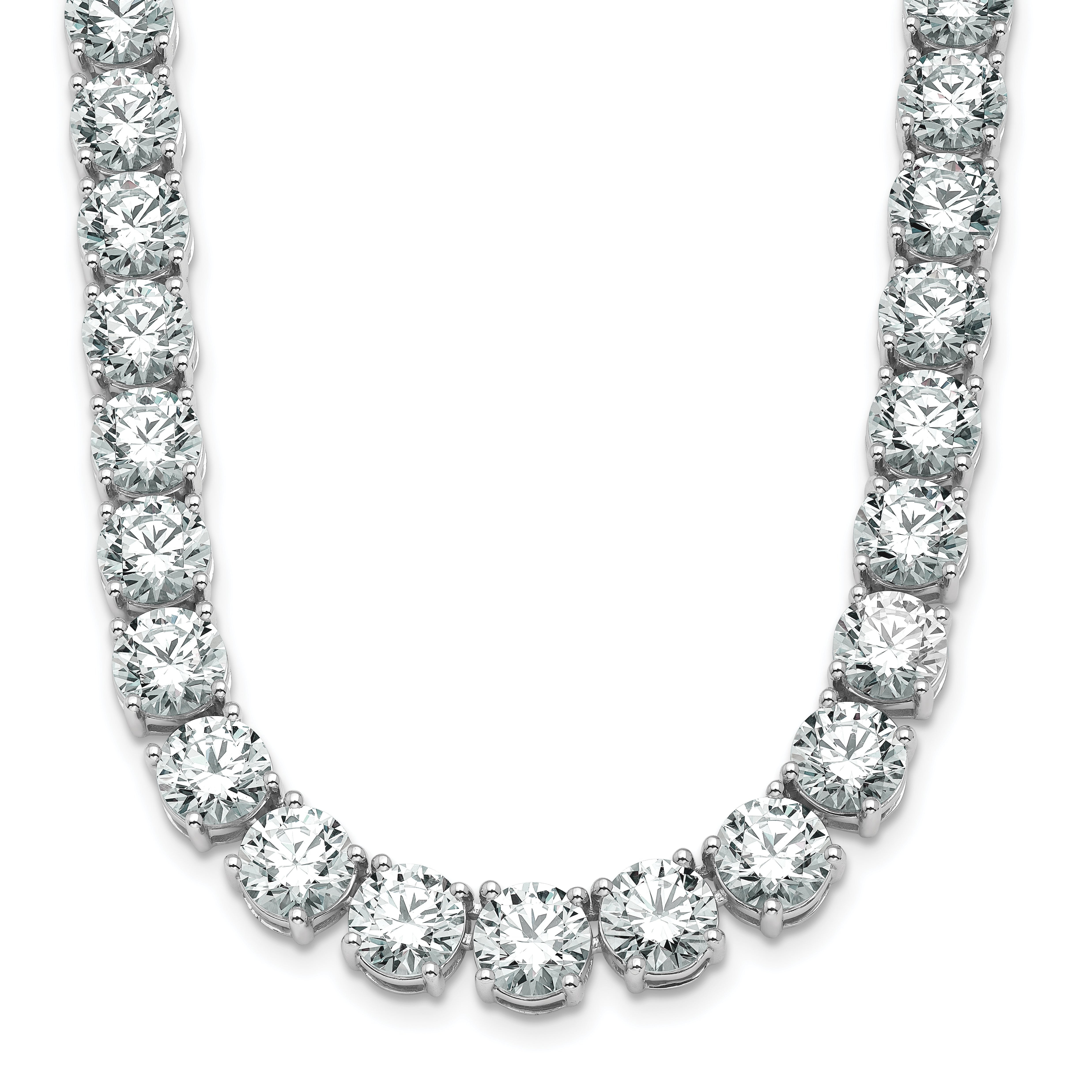 14k White Gold 67 carat Lab Grown Diamond VS/SI+ G+ Complete Round 18 inch Straight Tennis Necklace