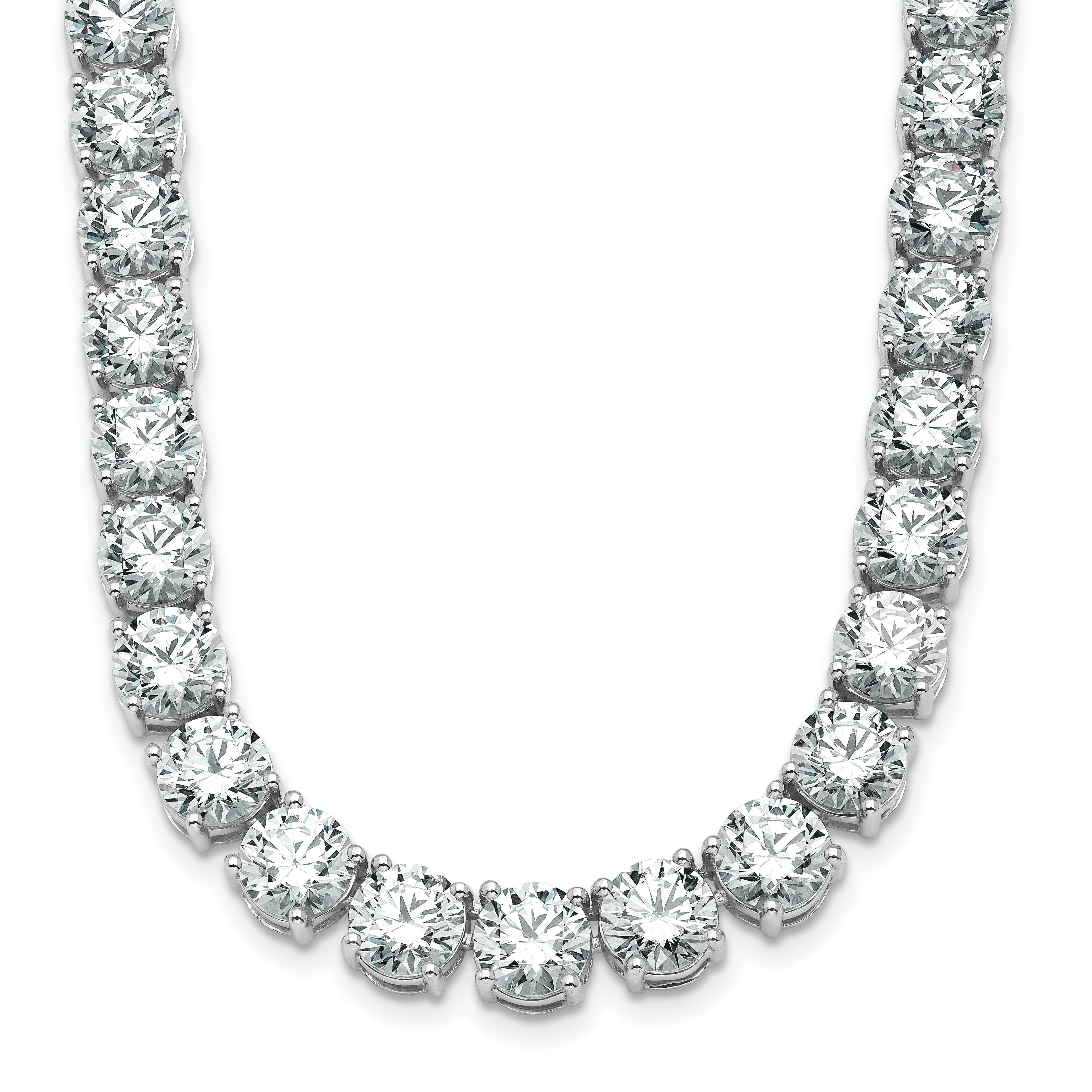 14k White Gold 91 carat Lab Grown Diamond VS/SI+ G+ Complete Round 24 inch Straight Tennis Necklace