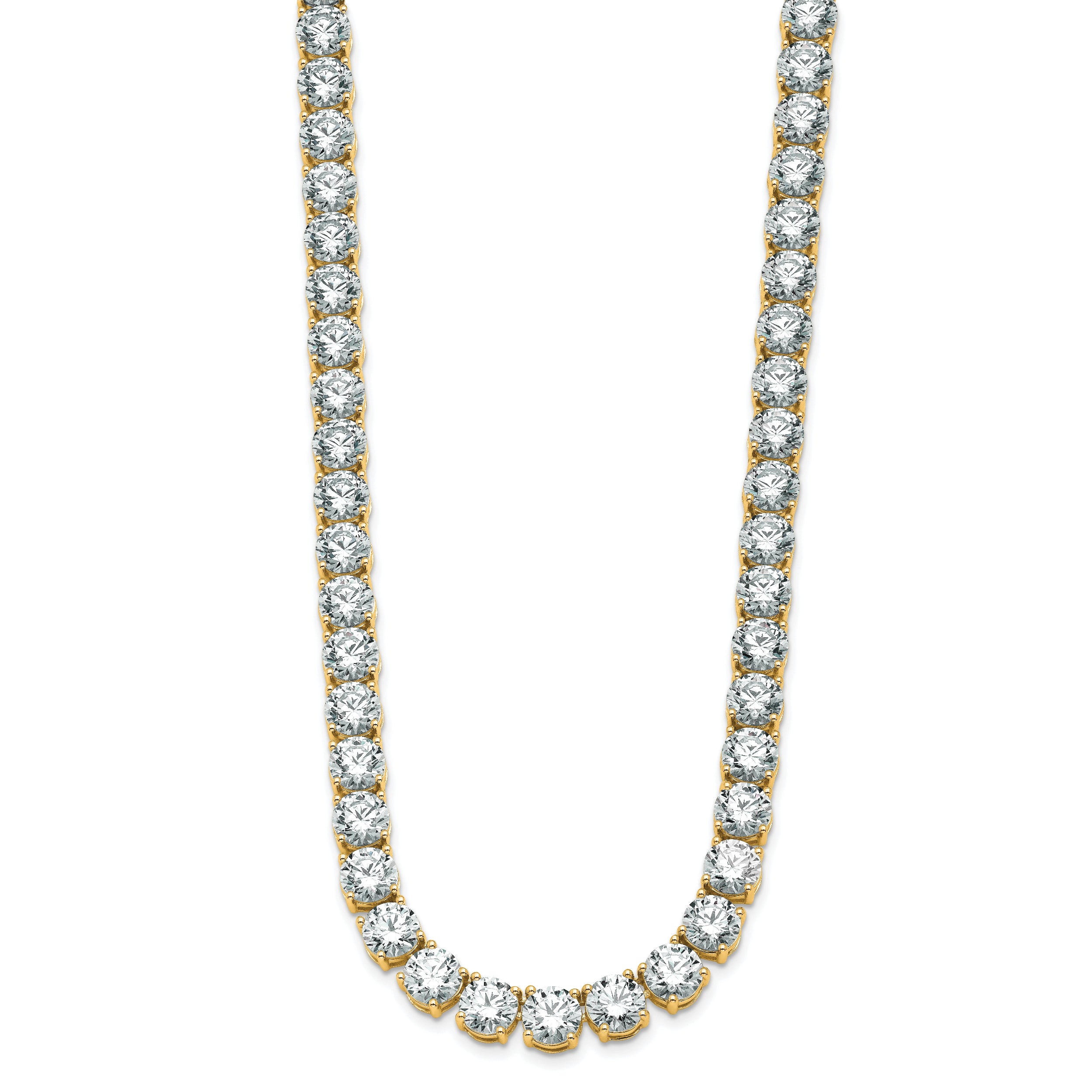 14k 91 carat Lab Grown Diamond VS+ F+ Complete Round 24 inch Straight Tennis Necklace