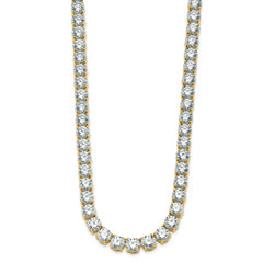 14k 91 carat Lab Grown Diamond VS+ F+ Complete Round 24 inch Straight Tennis Necklace