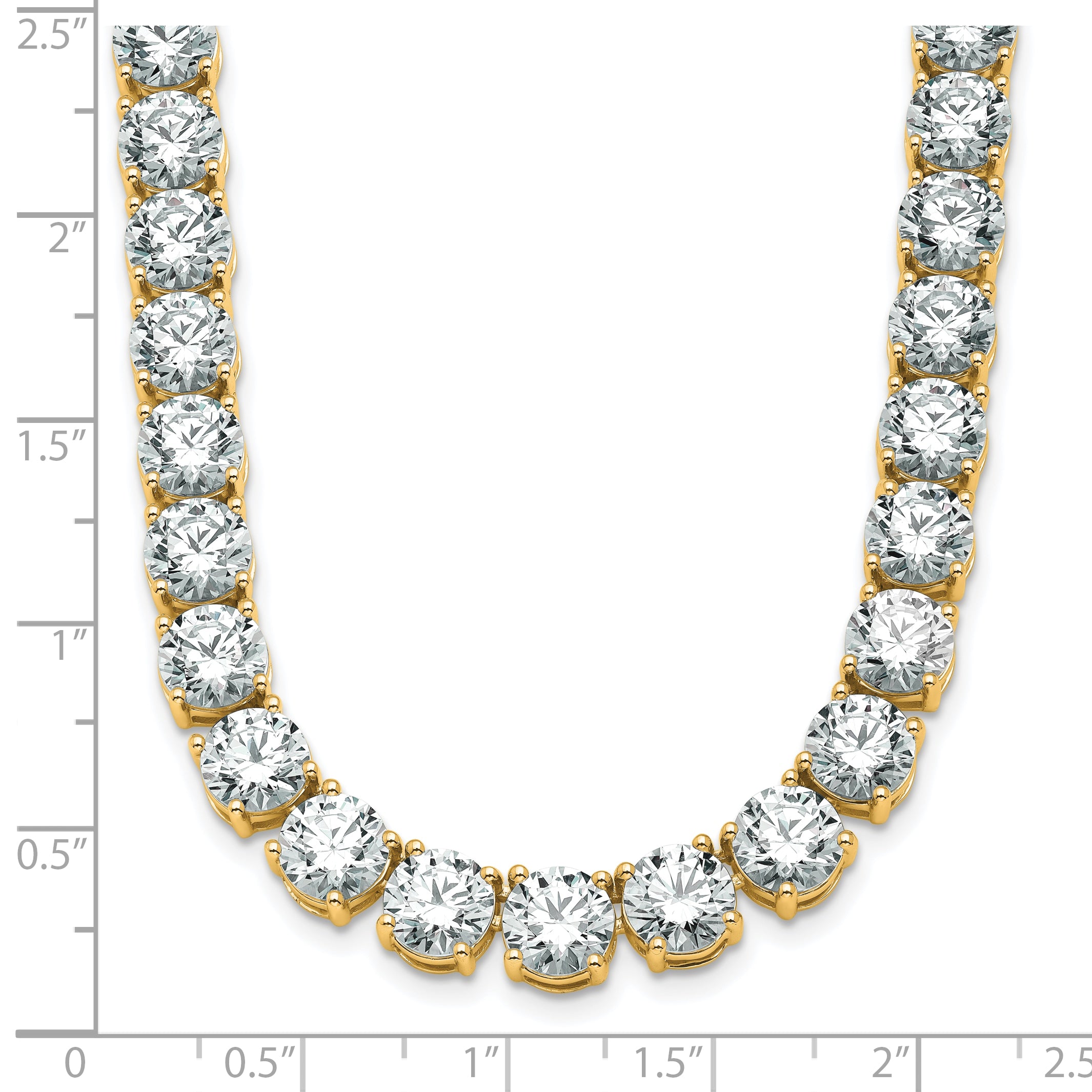 14k 91 carat Lab Grown Diamond VS+ F+ Complete Round 24 inch Straight Tennis Necklace