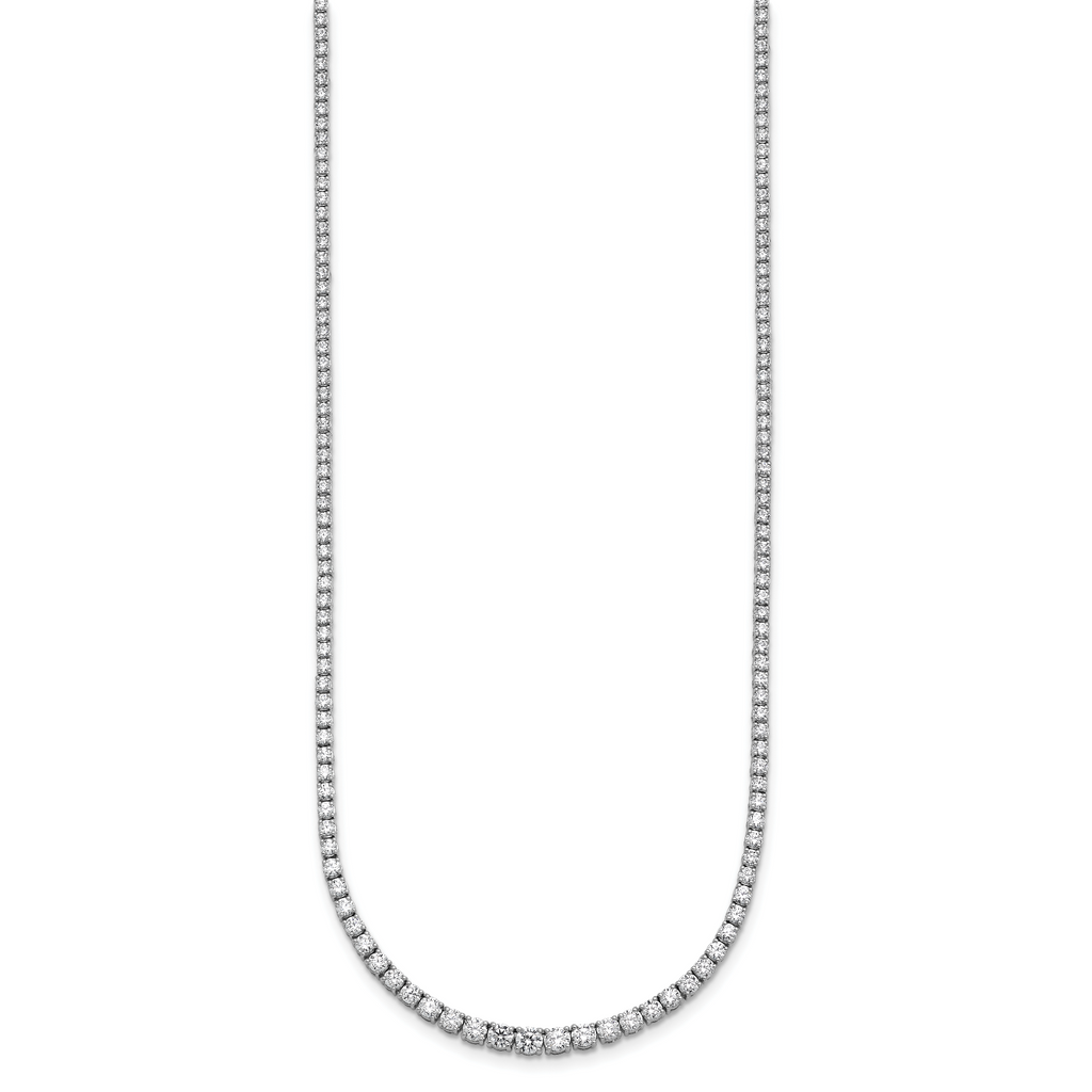 14k White Gold 5 3/8 carat Lab Grown Diamond VS/SI+ G+ Complete Round 18 inch Graduated Tennis Necklace