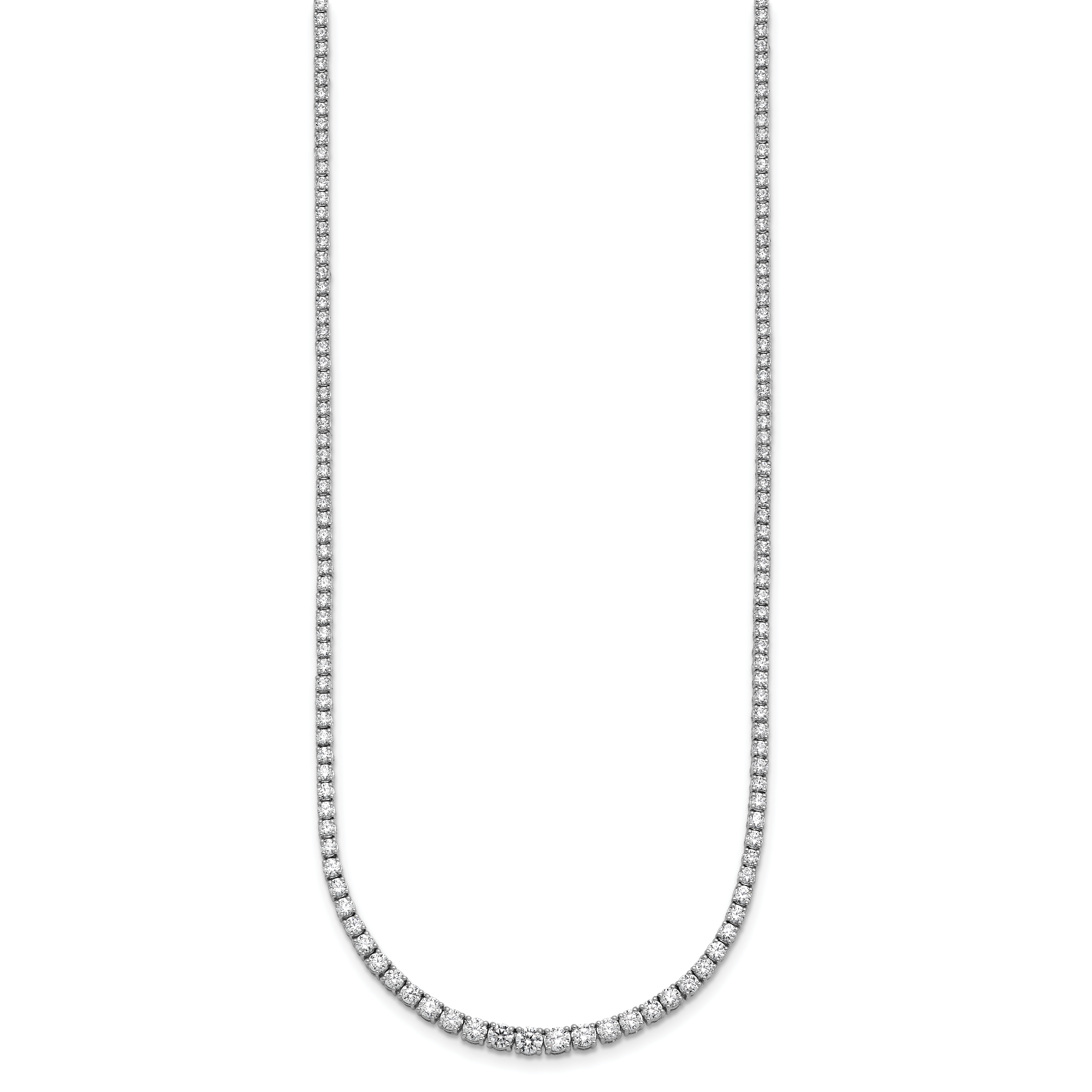 14k White Gold 5 3/8 carat Lab Grown Diamond VS/SI+ G+ Complete Round 18 inch Graduated Tennis Necklace