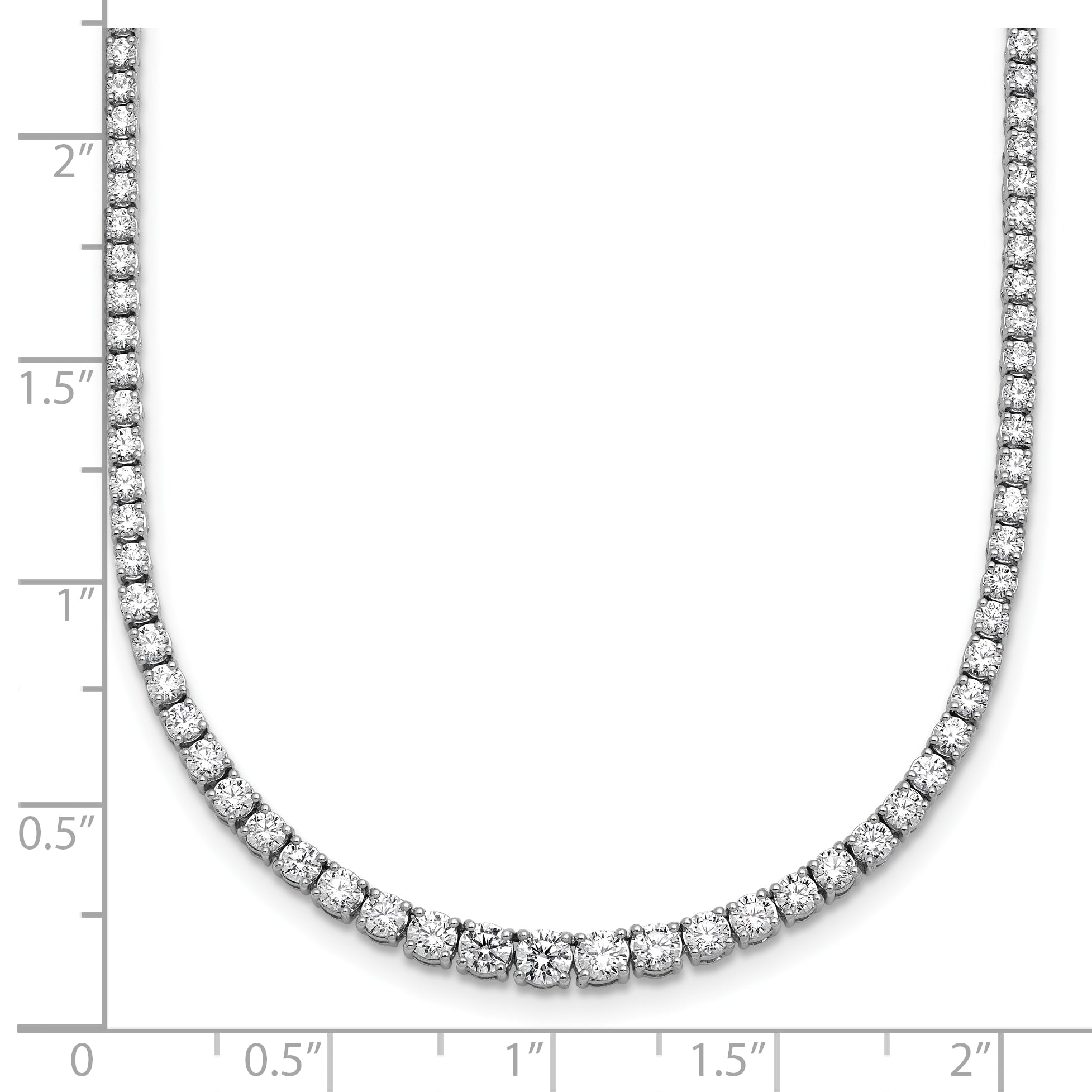 14k White Gold 5 3/8 carat Lab Grown Diamond VS+ F+ Complete Round 18 inch Graduated Tennis Necklace