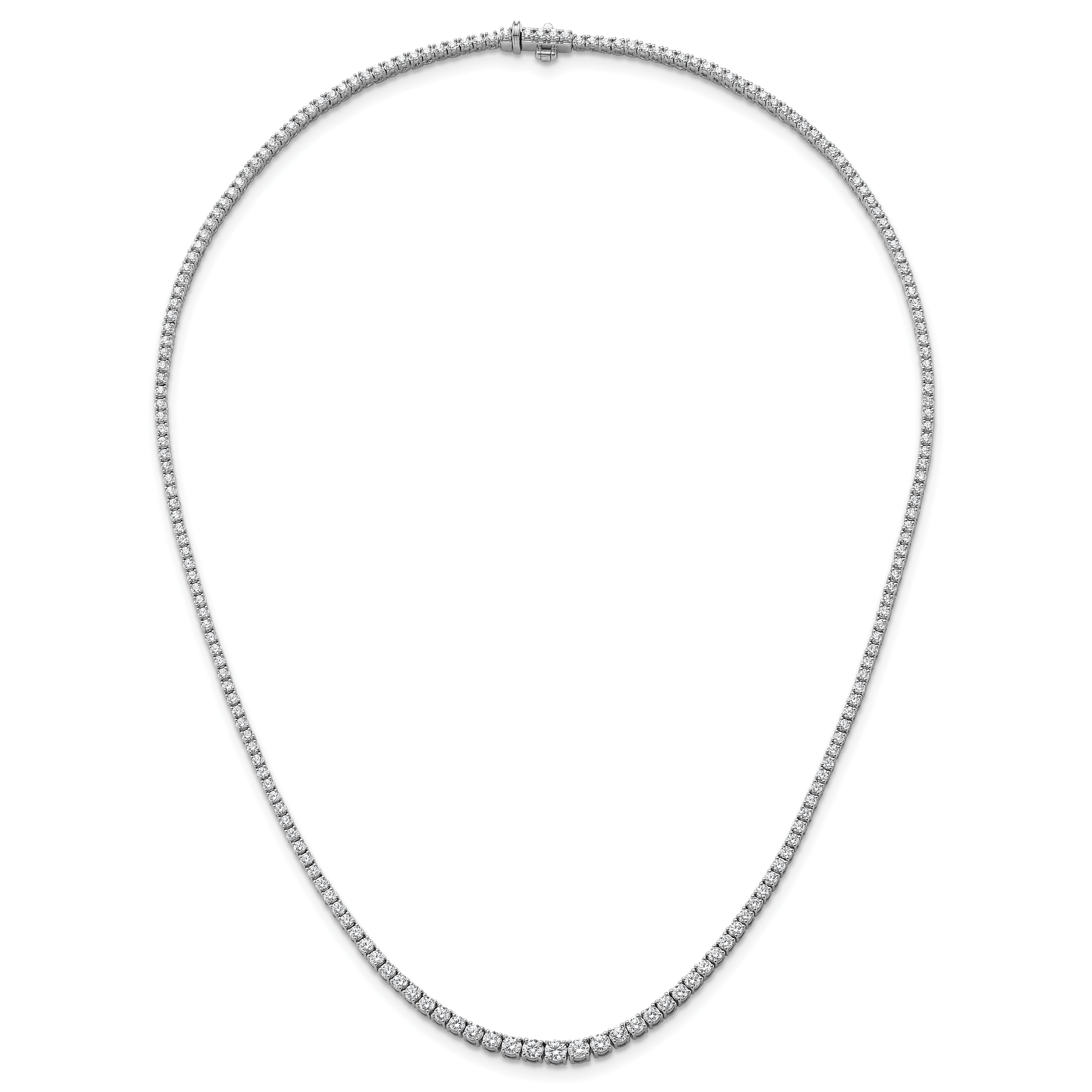 14k White Gold 5 3/8 carat Lab Grown Diamond VS+ F+ Complete Round 18 inch Graduated Tennis Necklace