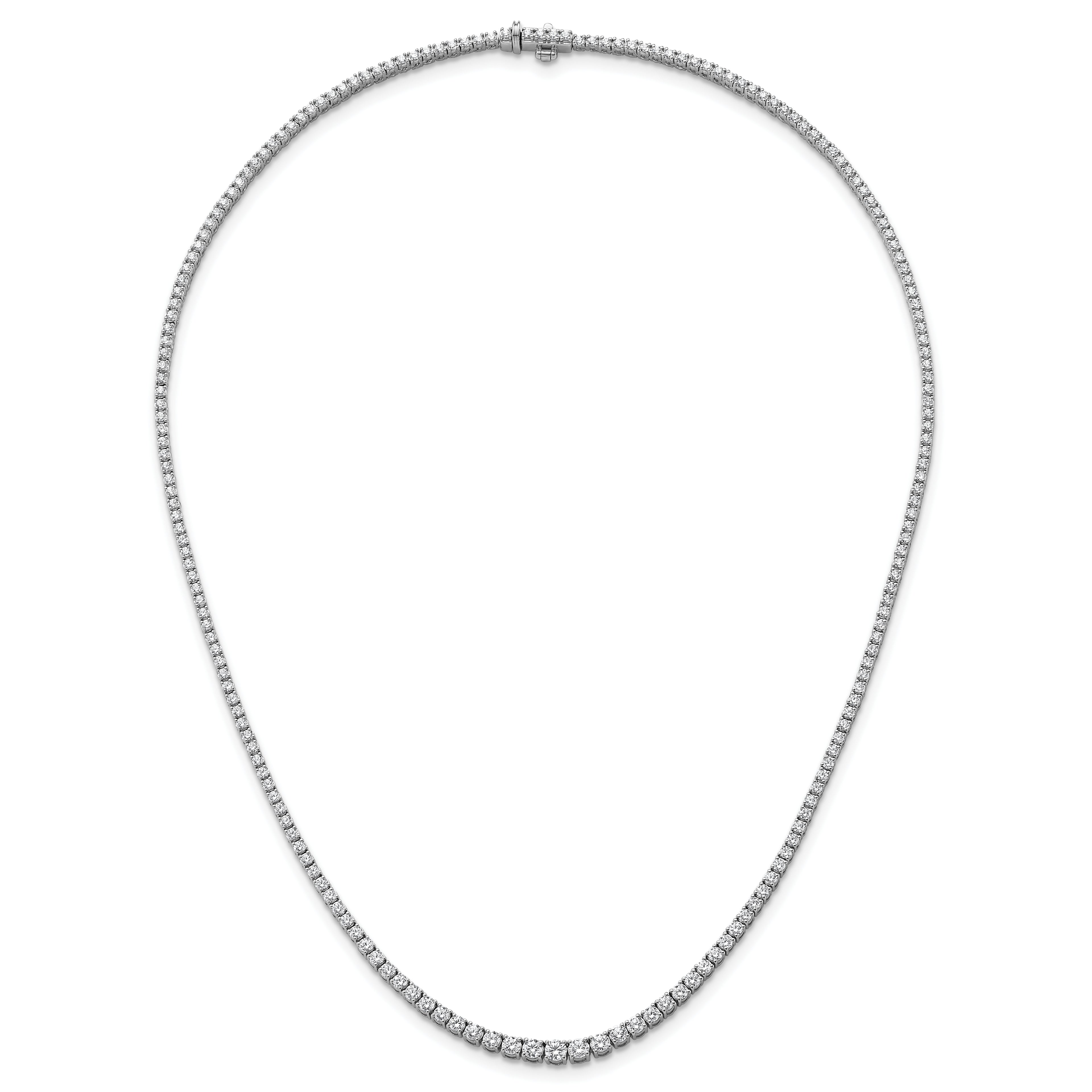 14k White Gold 5 3/8 carat Lab Grown Diamond VS/SI+ G+ Complete Round 18 inch Graduated Tennis Necklace