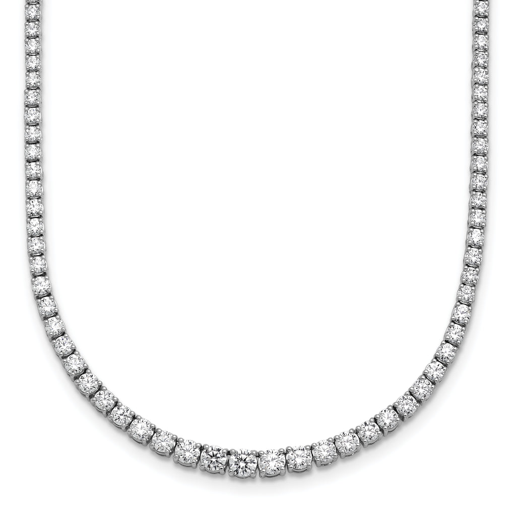 14k White Gold 5 3/8 carat Lab Grown Diamond VS/SI+ G+ Complete Round 18 inch Graduated Tennis Necklace