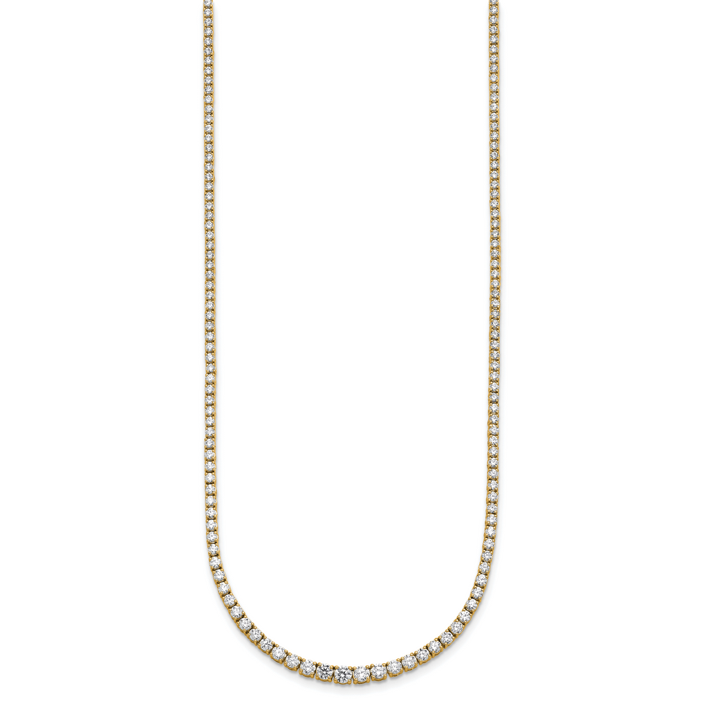 14k 5 3/8 carat Lab Grown Diamond VS+ F+ Complete Round 18 inch Graduated Tennis Necklace