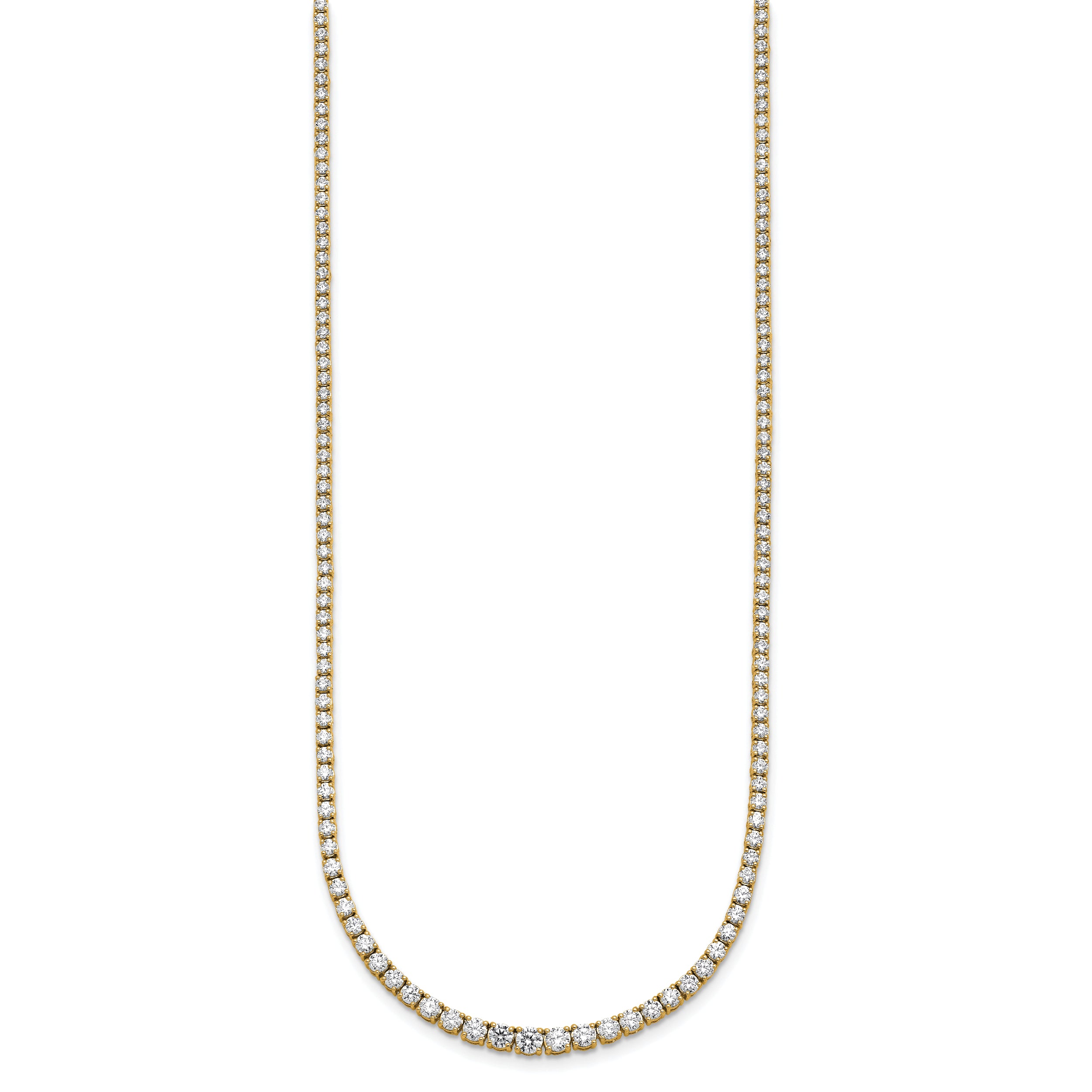 14k 5 3/8 carat Lab Grown Diamond VS/SI+ G+ Complete Round 18 inch Graduated Tennis Necklace