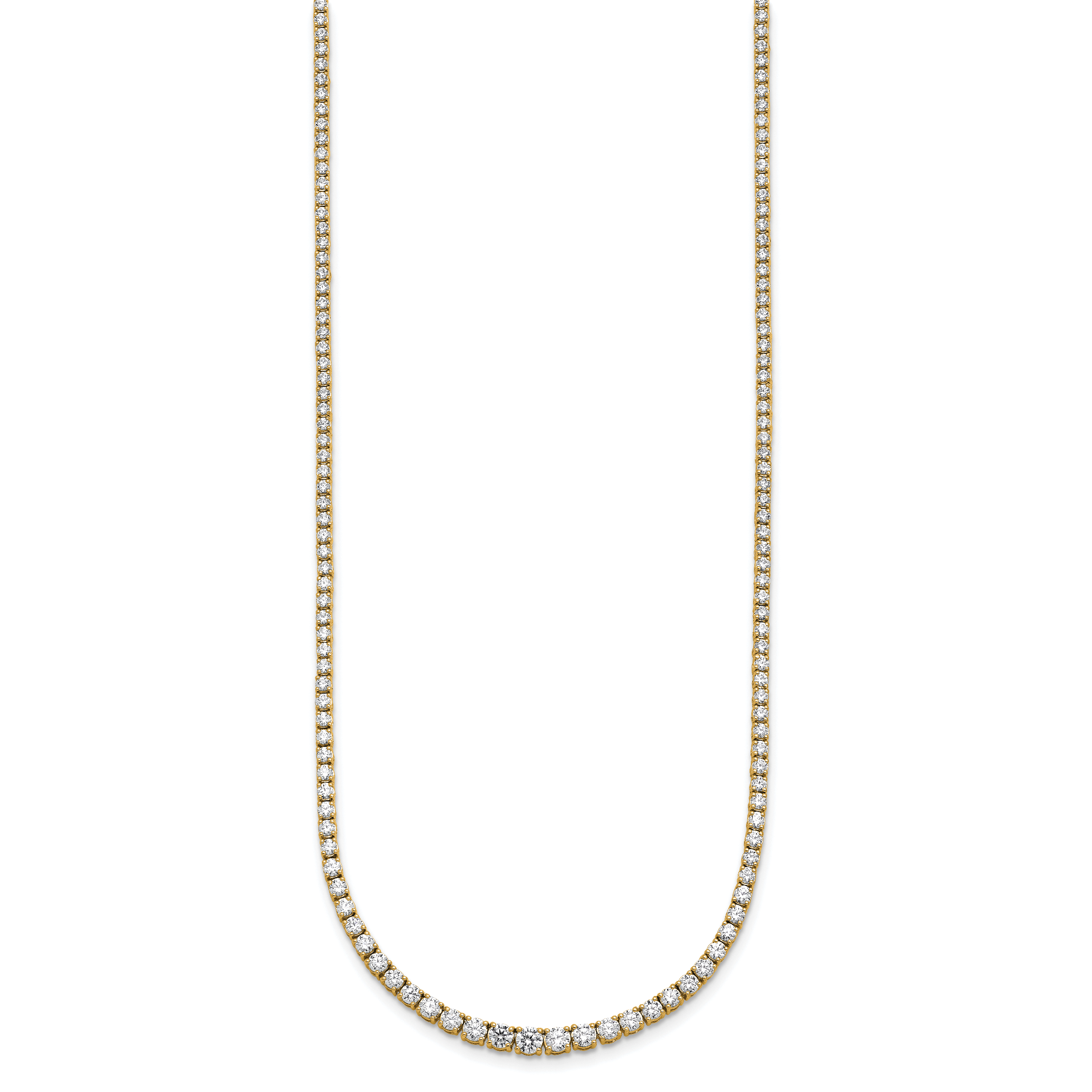14k 5 3/8 carat Lab Grown Diamond VS/SI+ G+ Complete Round 18 inch Graduated Tennis Necklace