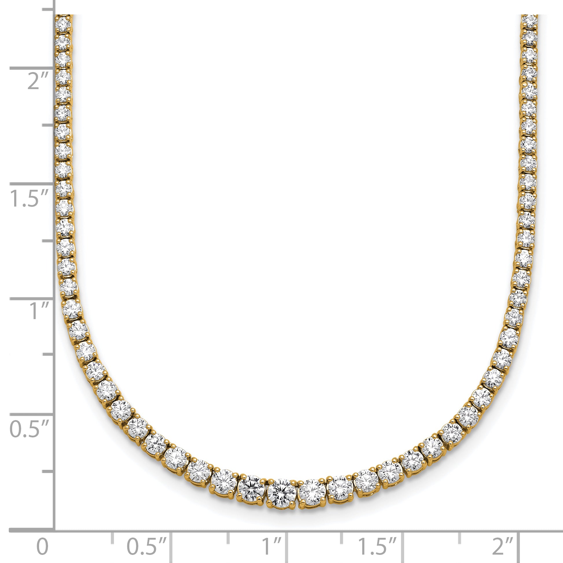 14k 5 3/8 carat Lab Grown Diamond VS/SI+ G+ Complete Round 18 inch Graduated Tennis Necklace