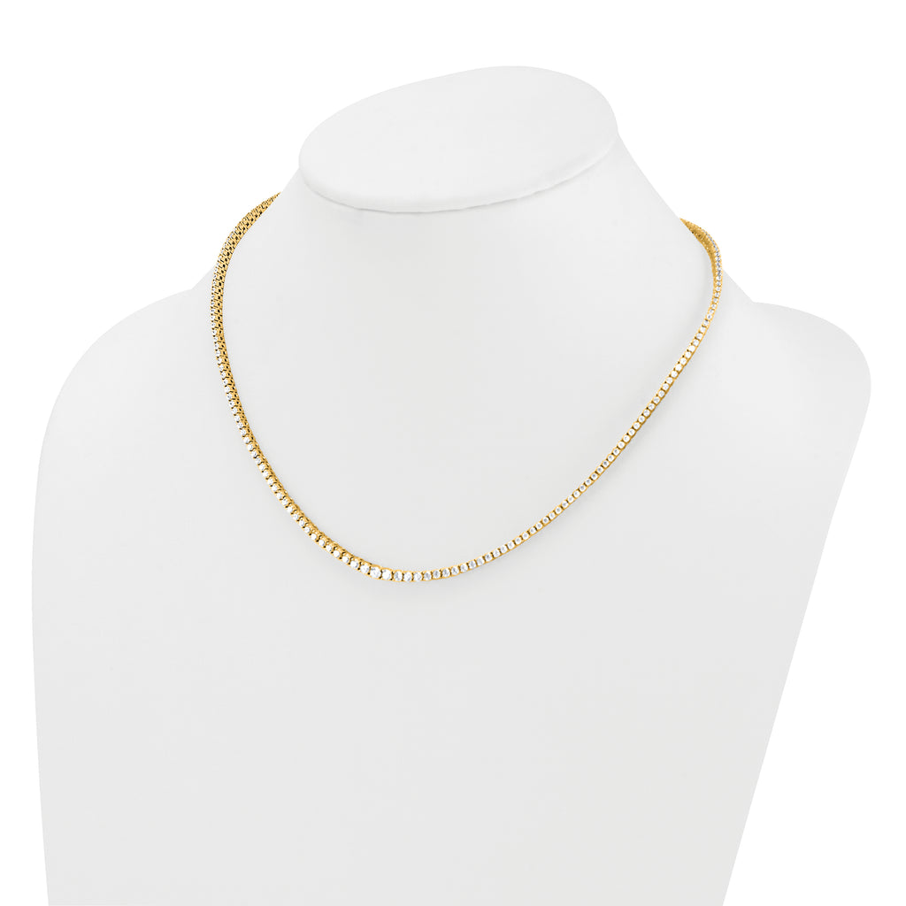 14k 5 3/8 carat Lab Grown Diamond VS+ F+ Complete Round 18 inch Graduated Tennis Necklace