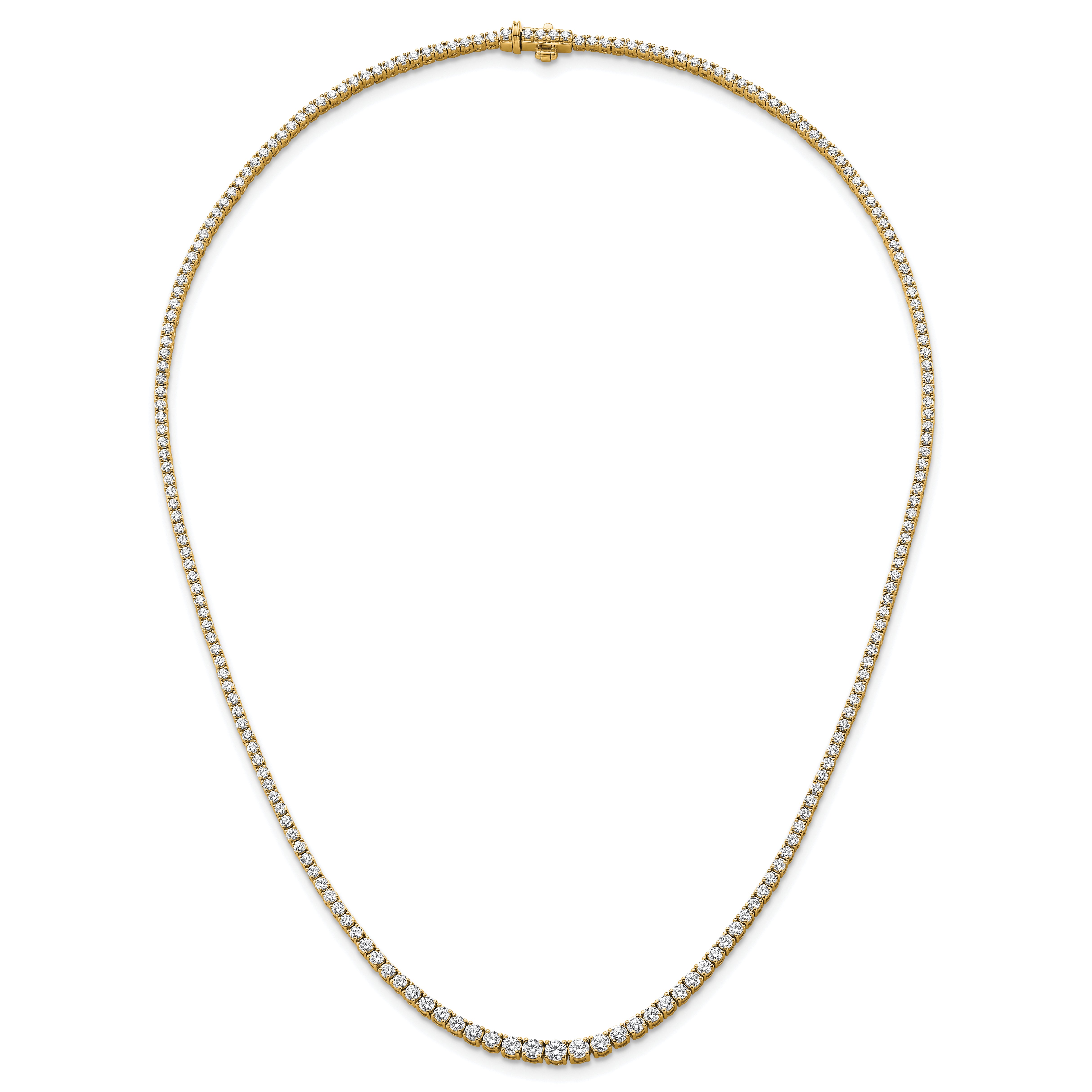 14k 5 3/8 carat Lab Grown Diamond VS/SI+ G+ Complete Round 18 inch Graduated Tennis Necklace