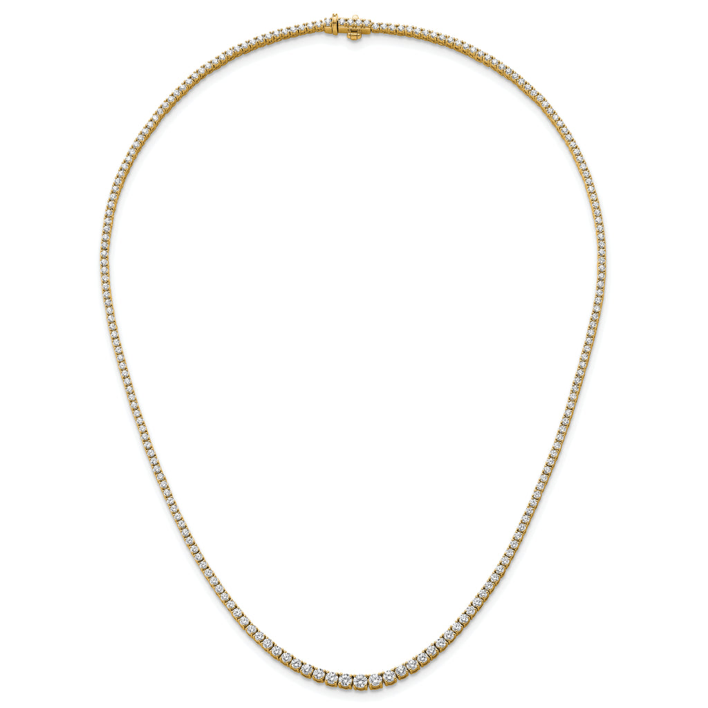 14k 5 3/8 carat Lab Grown Diamond VS/SI+ G+ Complete Round 18 inch Graduated Tennis Necklace