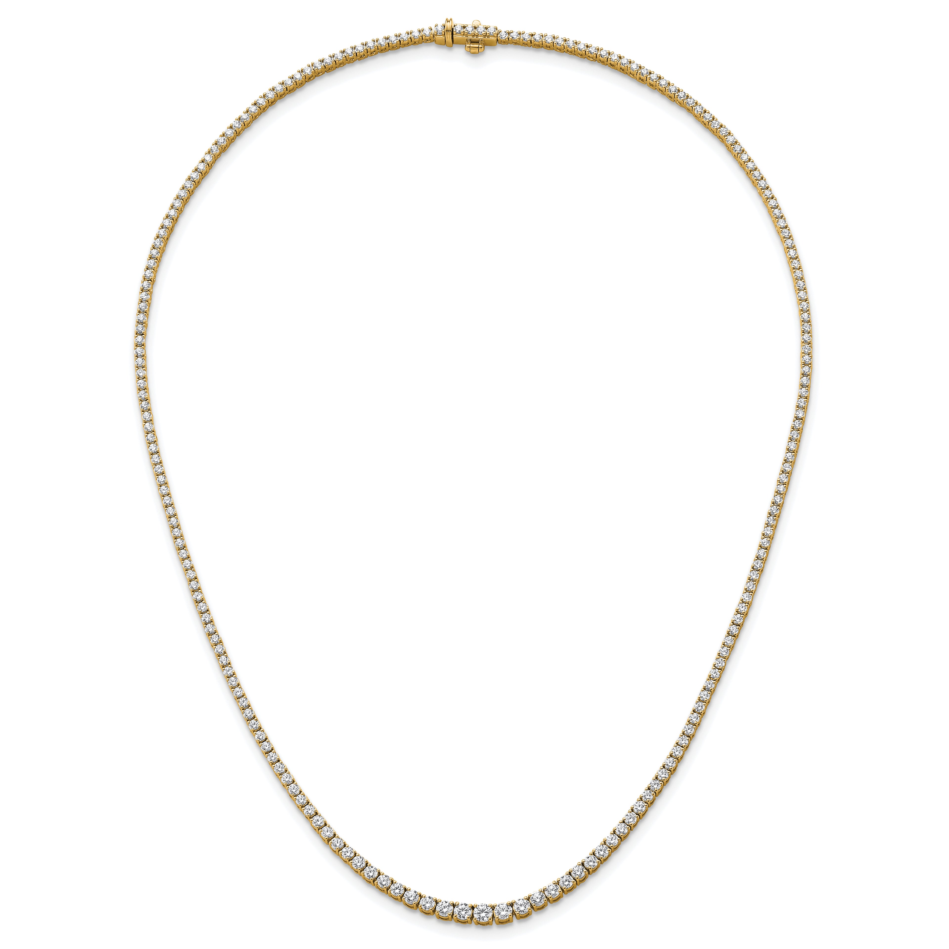 14k 5 3/8 carat Lab Grown Diamond VS+ F+ Complete Round 18 inch Graduated Tennis Necklace