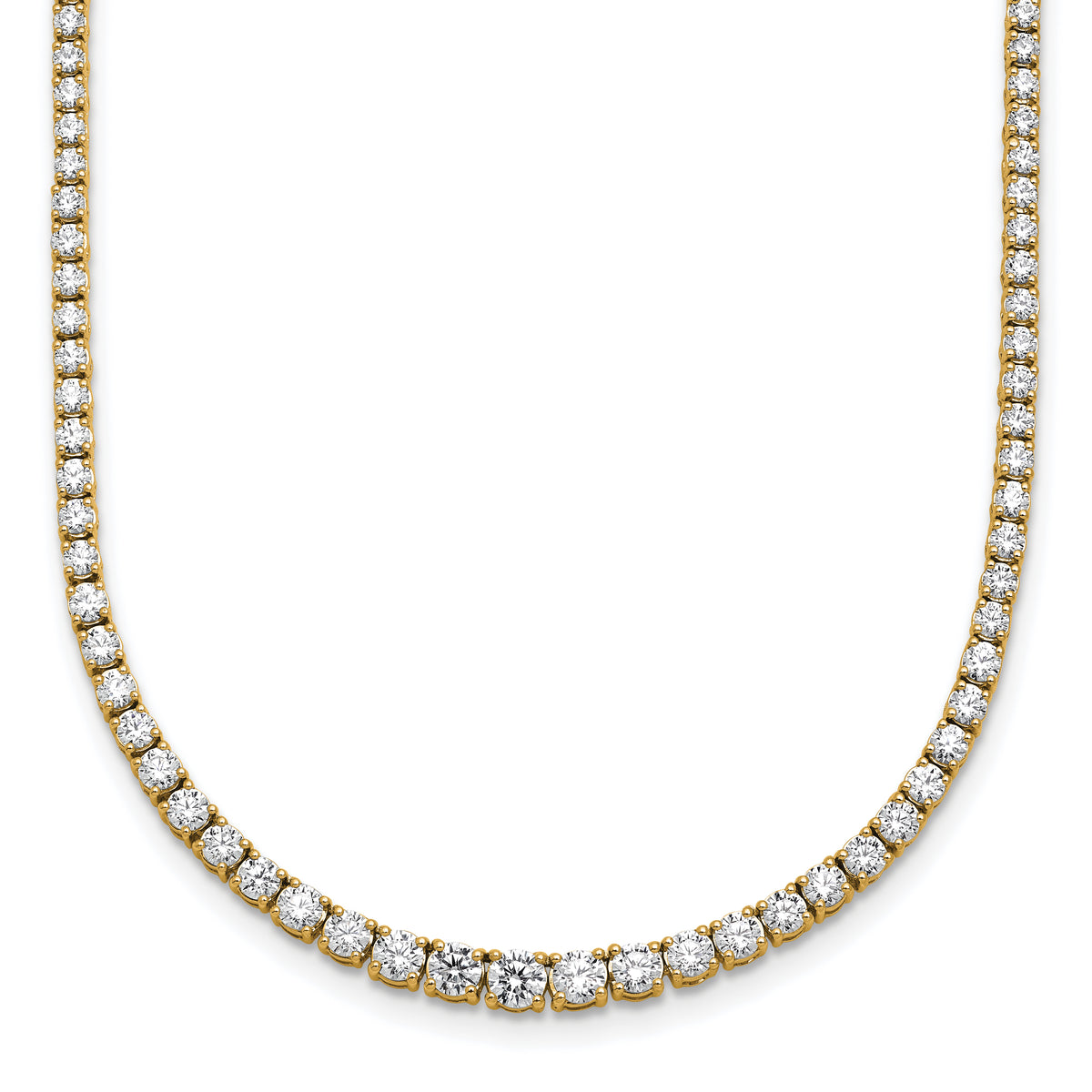 14k 5 3/8 carat Lab Grown Diamond VS/SI+ G+ Complete Round 18 inch Graduated Tennis Necklace