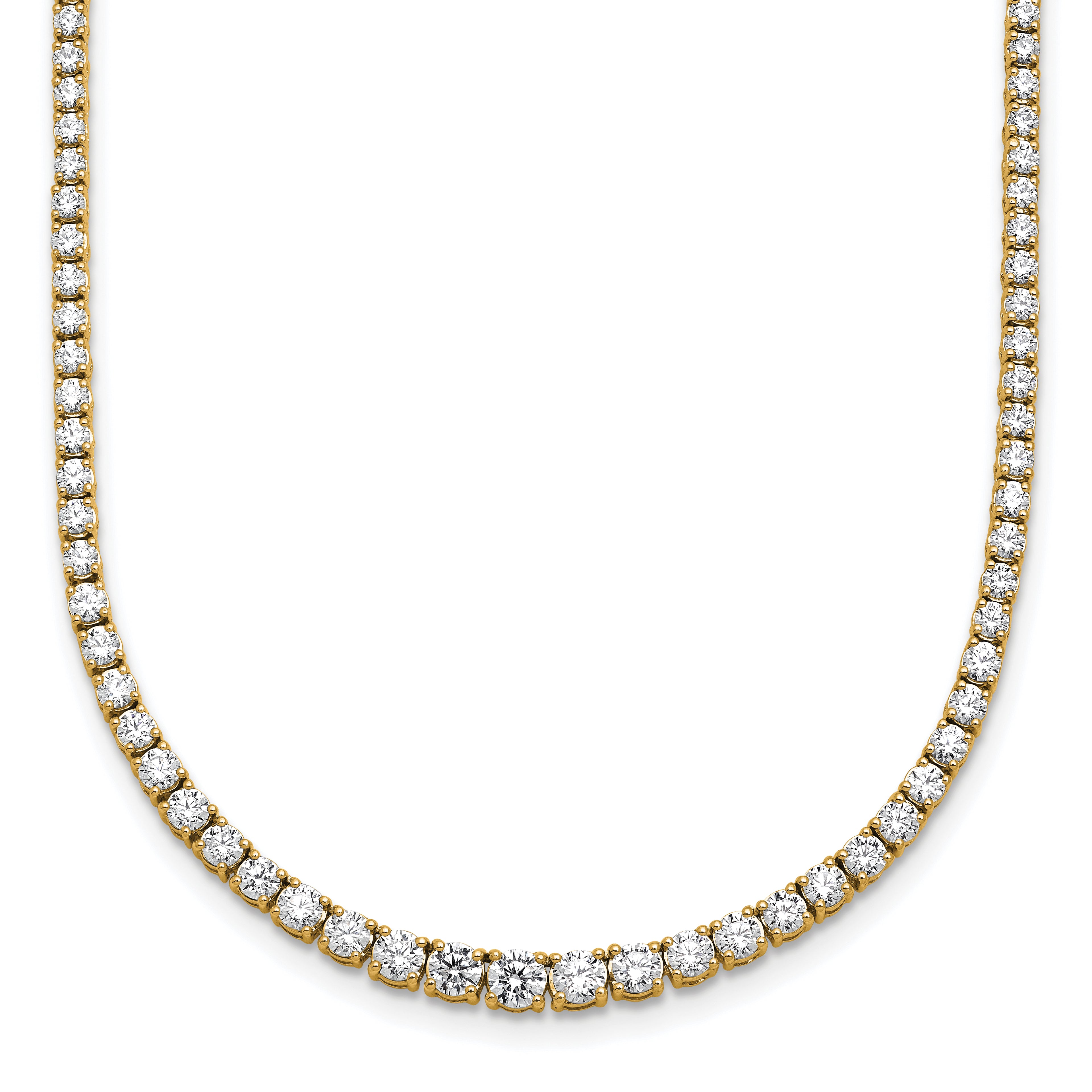 14k 5 3/8 carat Lab Grown Diamond VS+ F+ Complete Round 18 inch Graduated Tennis Necklace