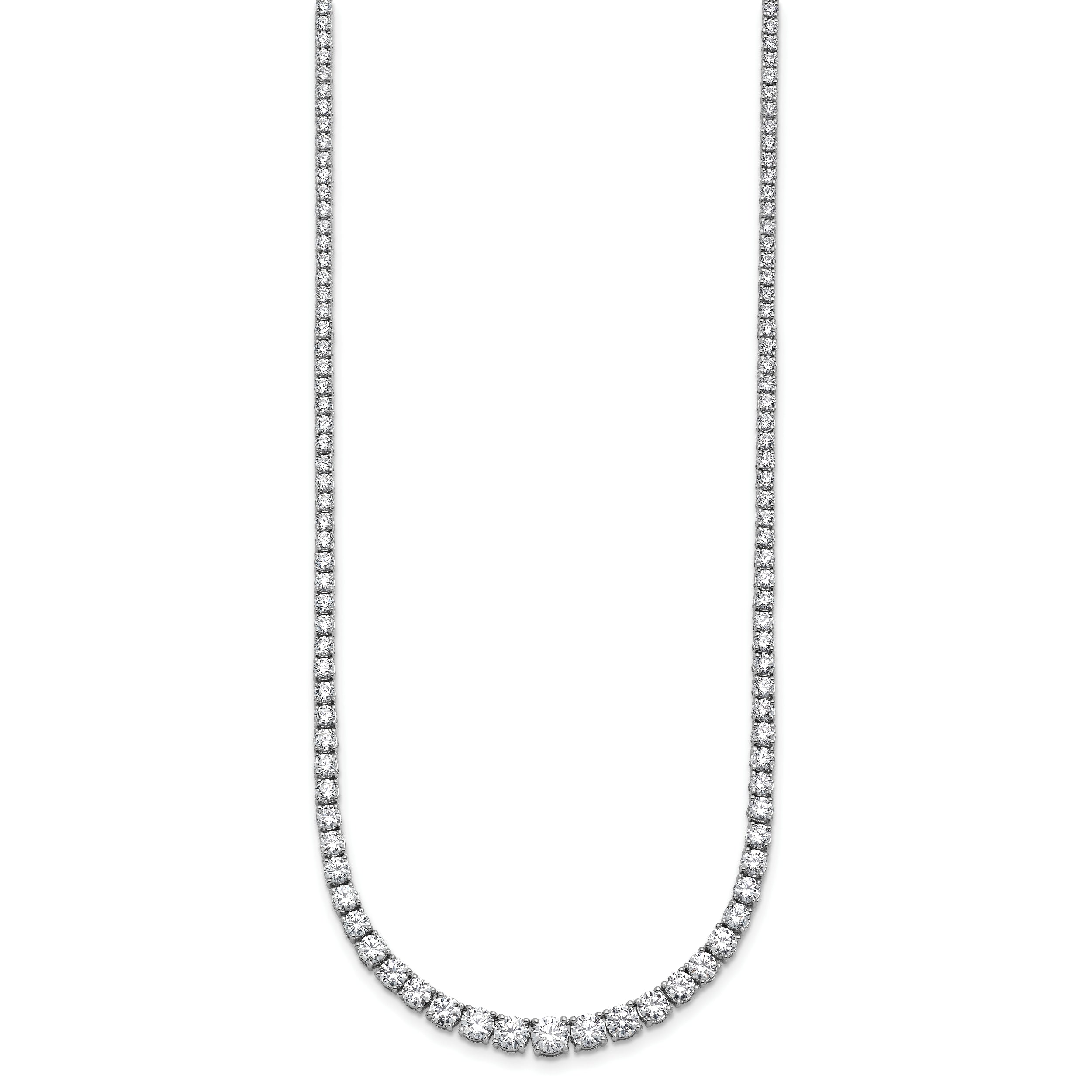 14k White Gold 9 7/8 carat Lab Grown Diamond VS/SI+ G+ Complete Round 18 inch Graduated Tennis Necklace