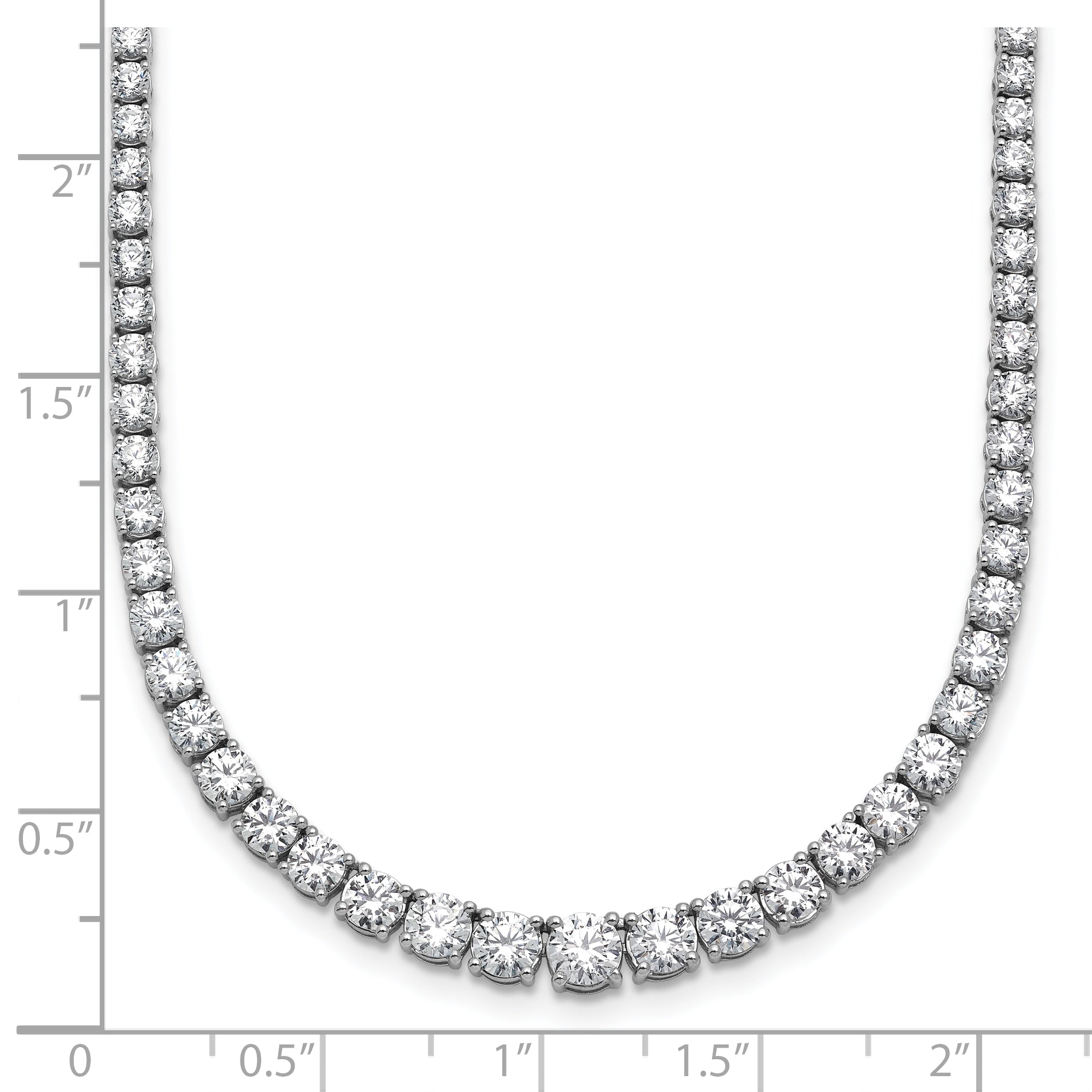 14k White Gold 9 7/8 carat Lab Grown Diamond VS/SI+ G+ Complete Round 18 inch Graduated Tennis Necklace