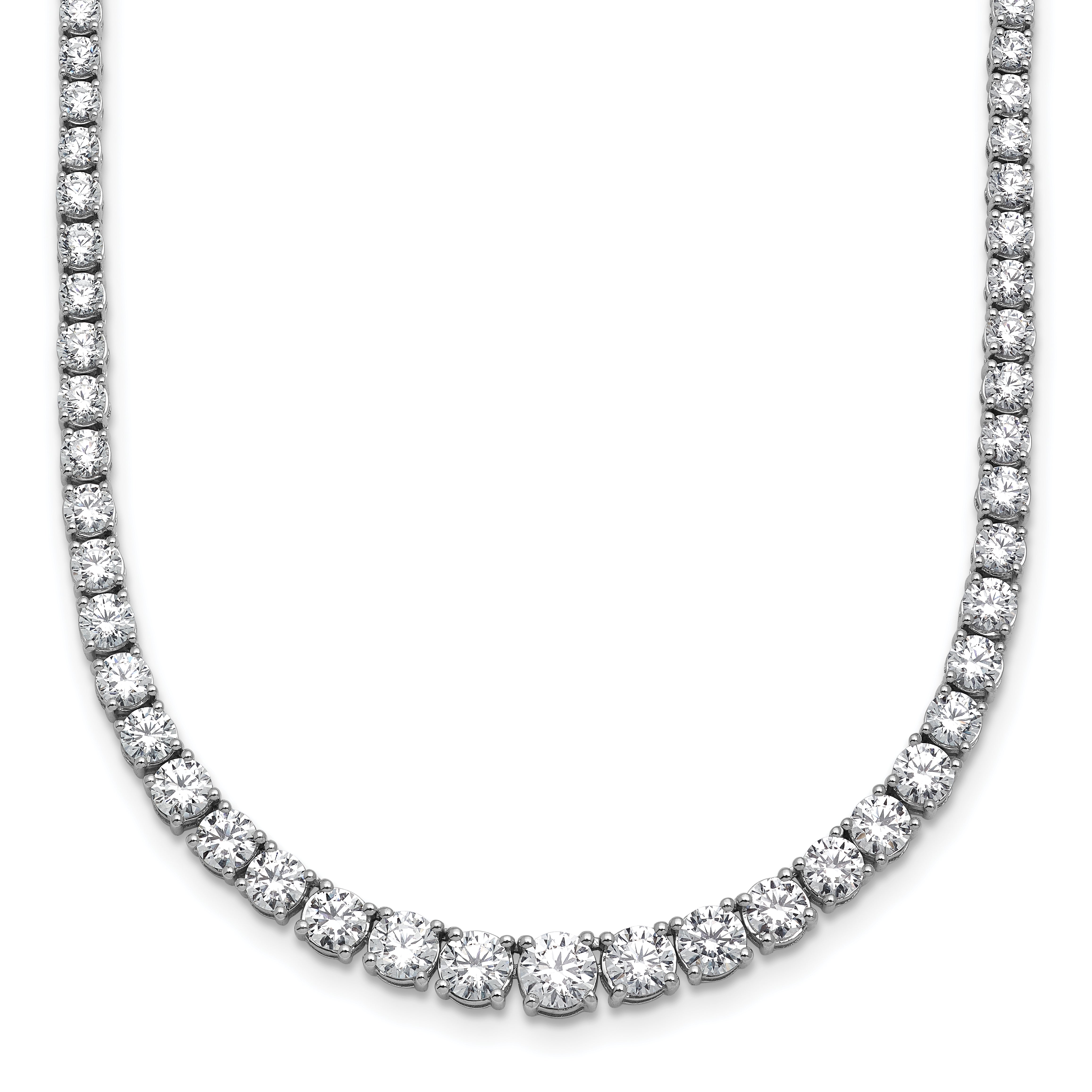 14k White Gold 9 7/8 carat Lab Grown Diamond VS/SI+ G+ Complete Round 18 inch Graduated Tennis Necklace Main image