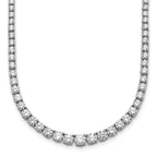 14k White Gold 9 7/8 carat Lab Grown Diamond VS/SI+ G+ Complete Round 18 inch Graduated Tennis Necklace