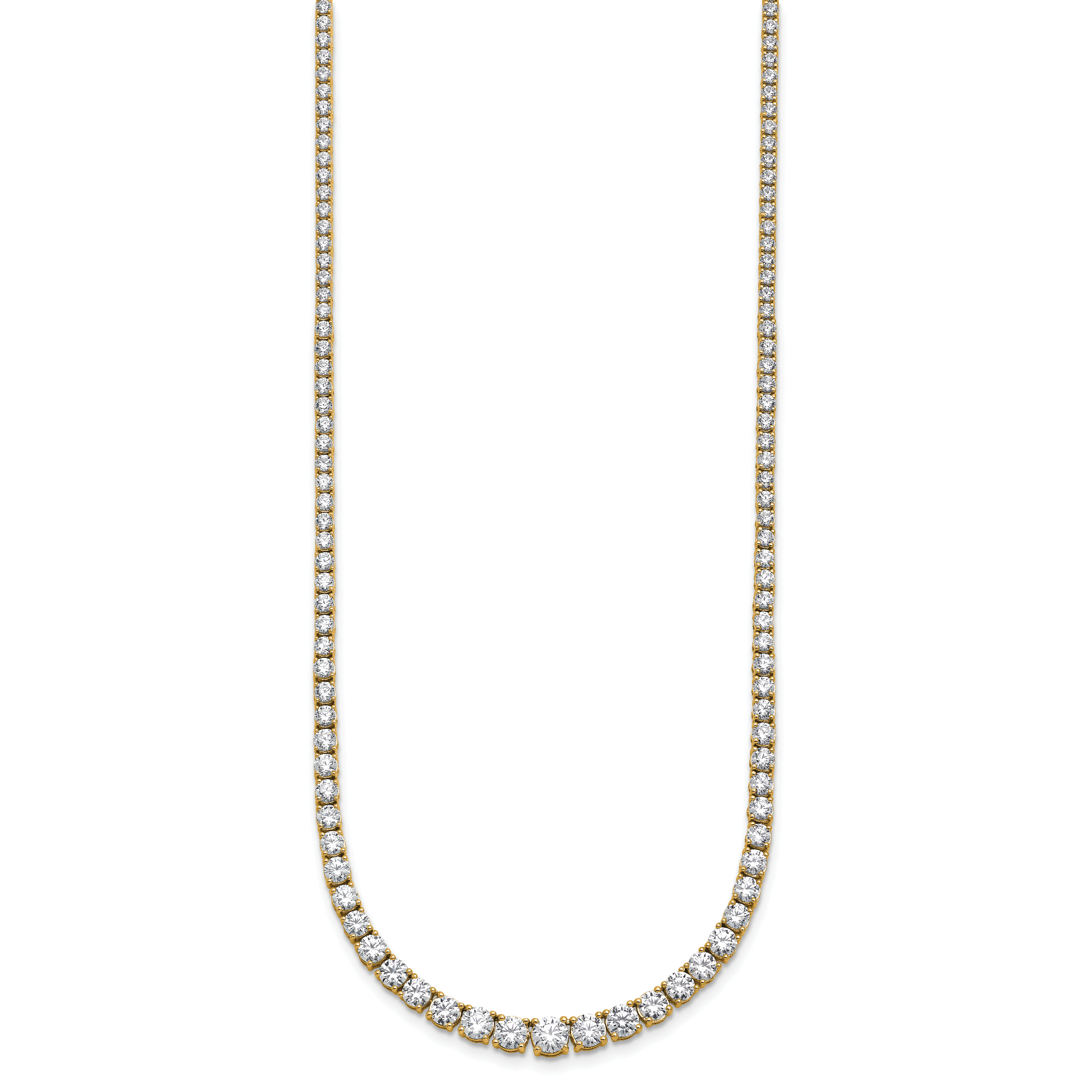 14k 9 7/8 carat Lab Grown Diamond VS/SI+ G+ Complete Round 18 inch Graduated Tennis Necklace Secondary image