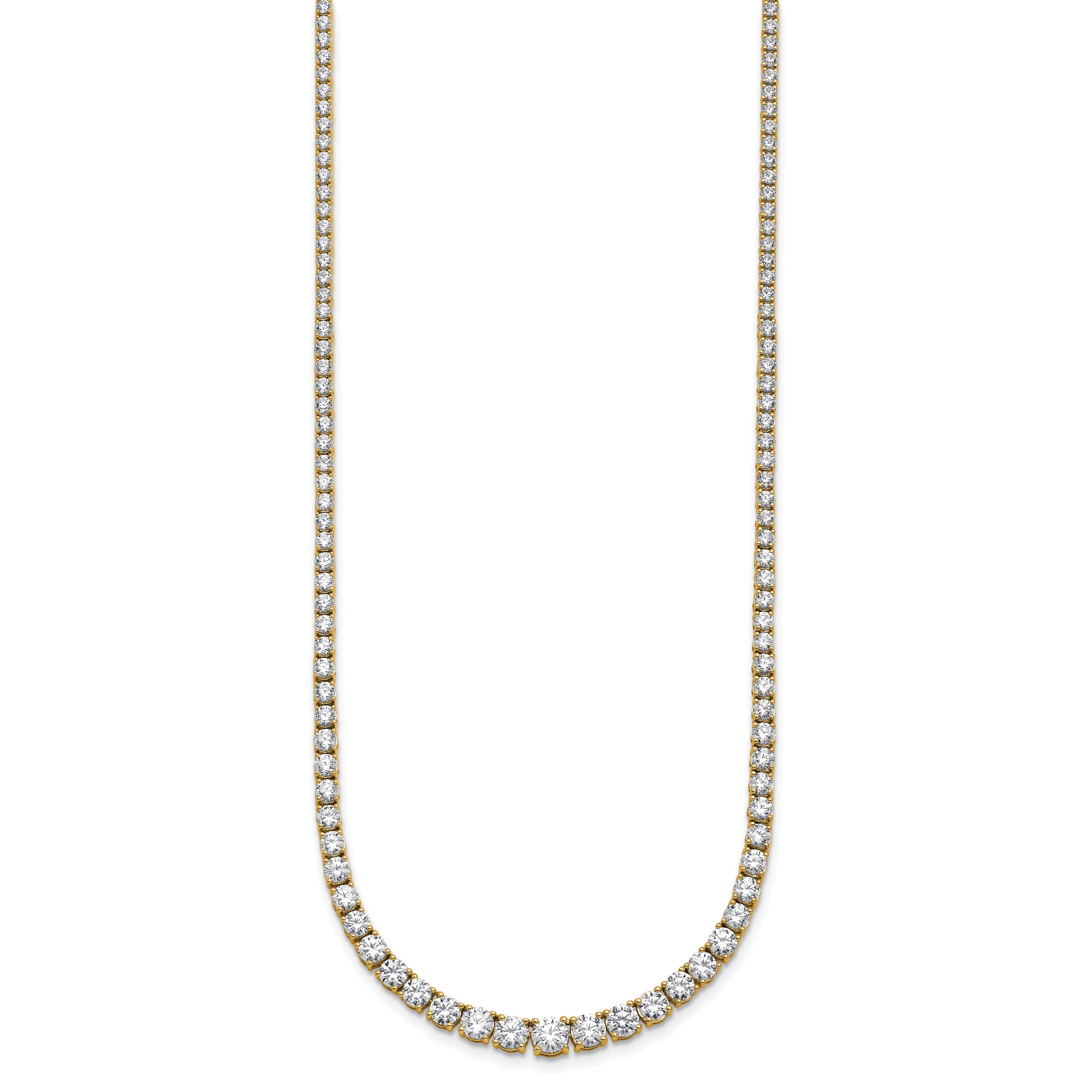 14k 9 7/8 carat Lab Grown Diamond VS+ F+ Complete Round 18 inch Graduated Tennis Necklace