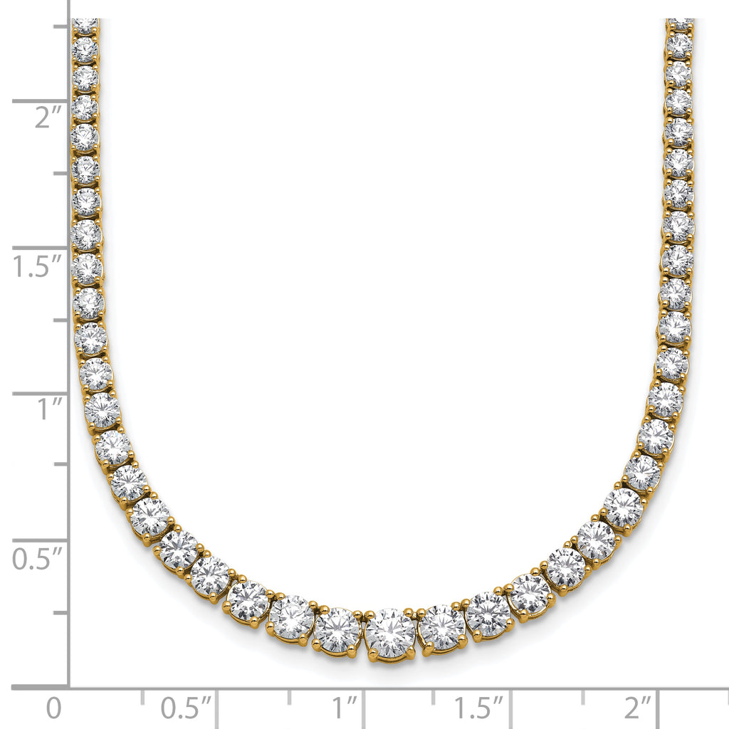 14k 9 7/8 carat Lab Grown Diamond VS/SI+ G+ Complete Round 18 inch Graduated Tennis Necklace