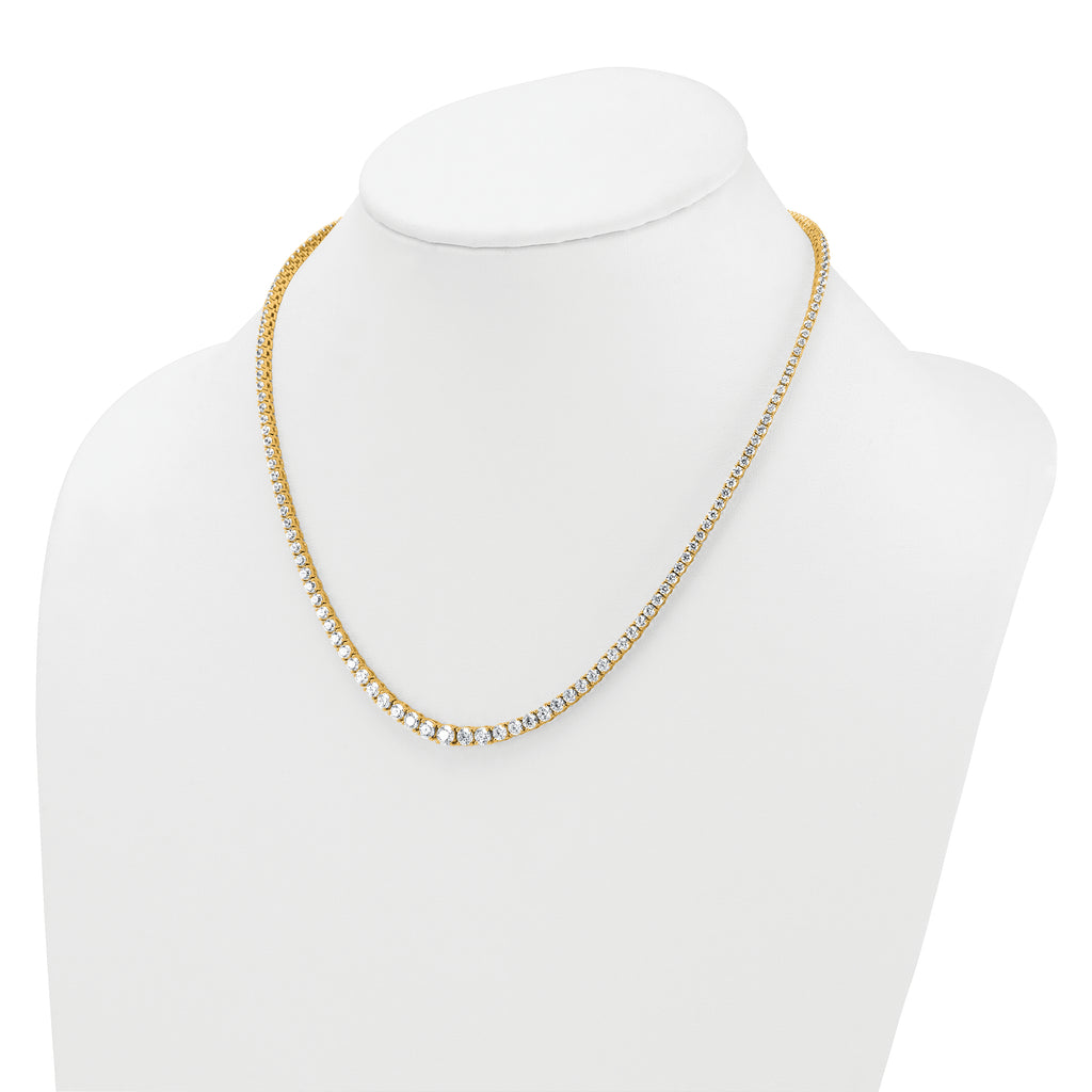 14k 9 7/8 carat Lab Grown Diamond VS/SI+ G+ Complete Round 18 inch Graduated Tennis Necklace