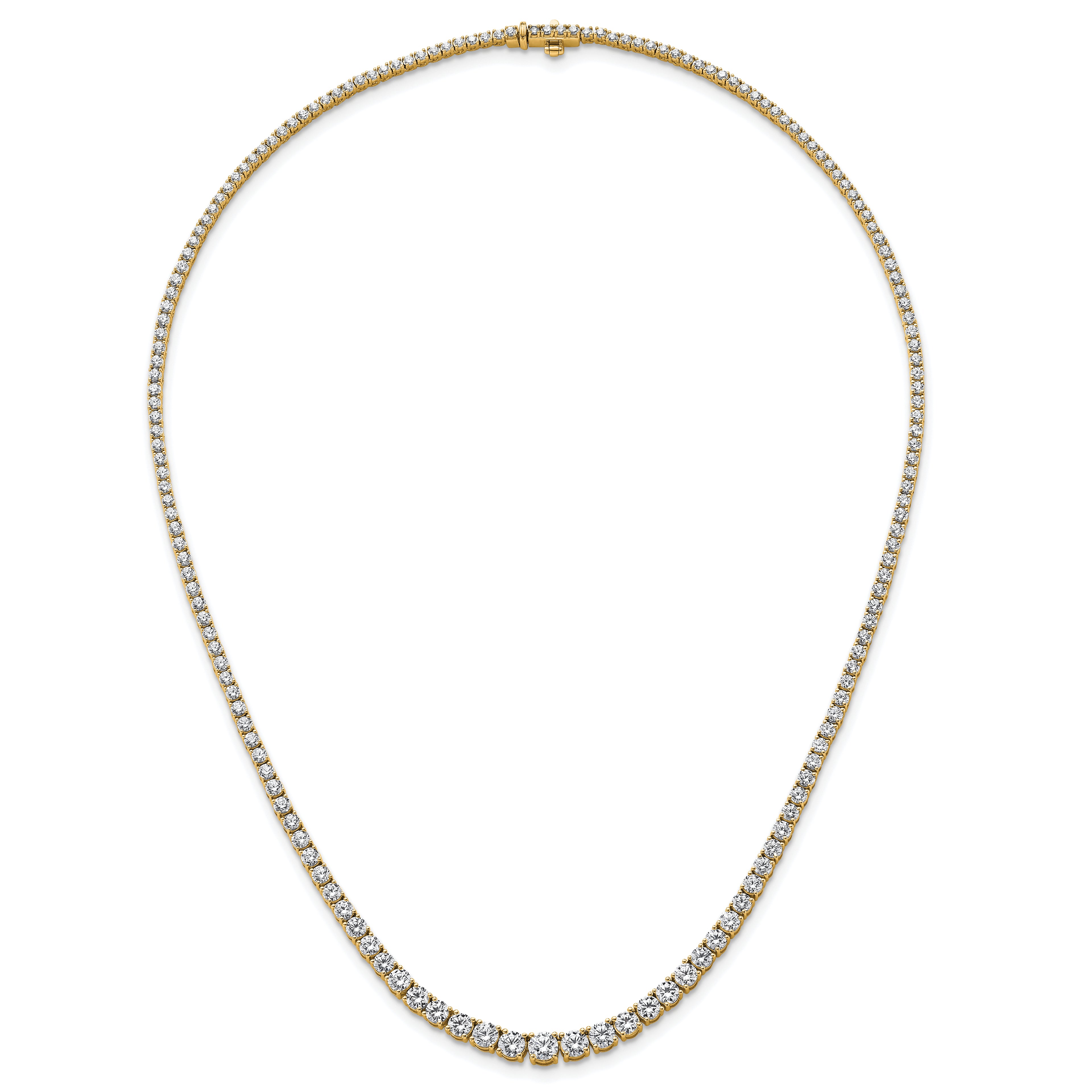 14k 9 7/8 carat Lab Grown Diamond VS+ F+ Complete Round 18 inch Graduated Tennis Necklace