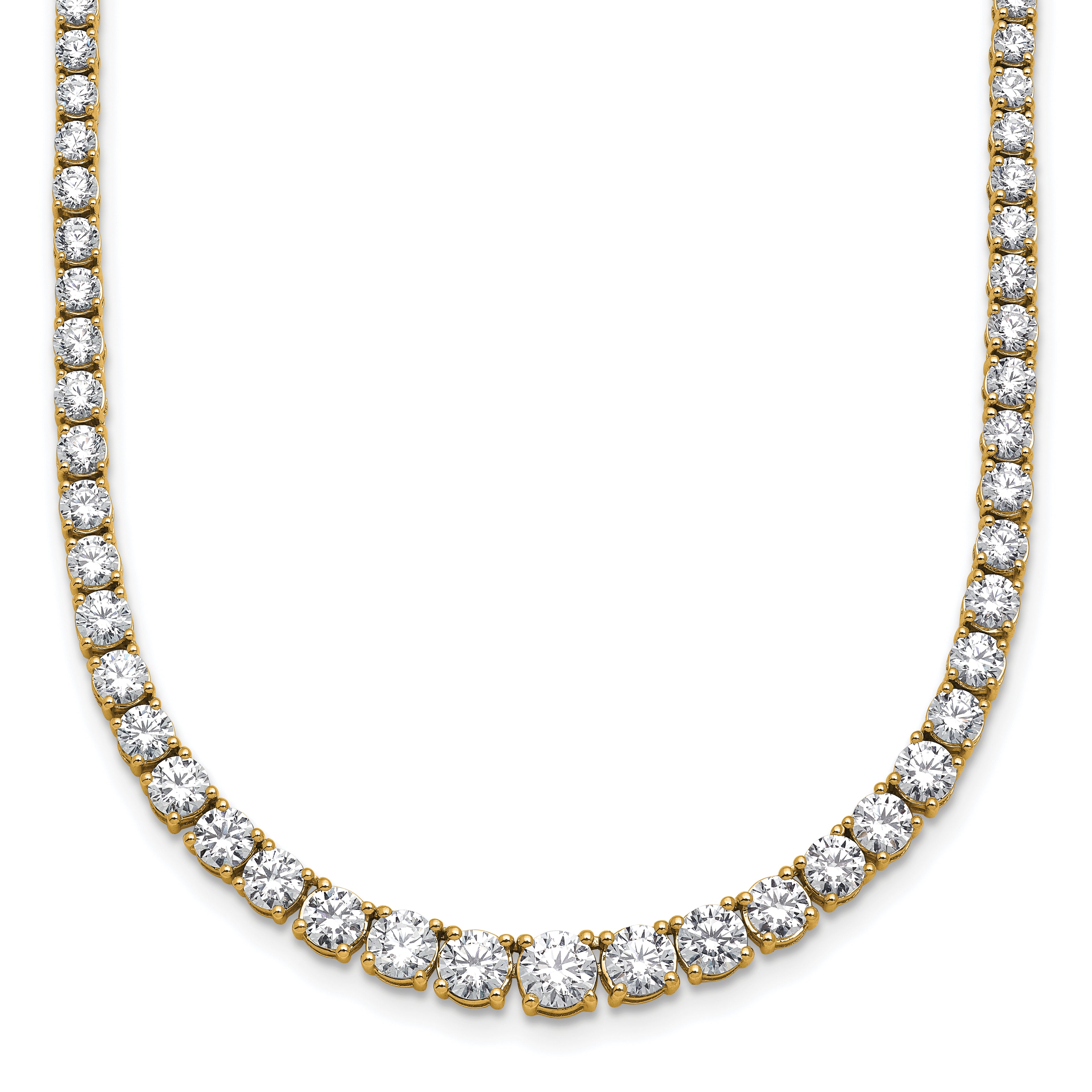 14k 9 7/8 carat Lab Grown Diamond VS/SI+ G+ Complete Round 18 inch Graduated Tennis Necklace