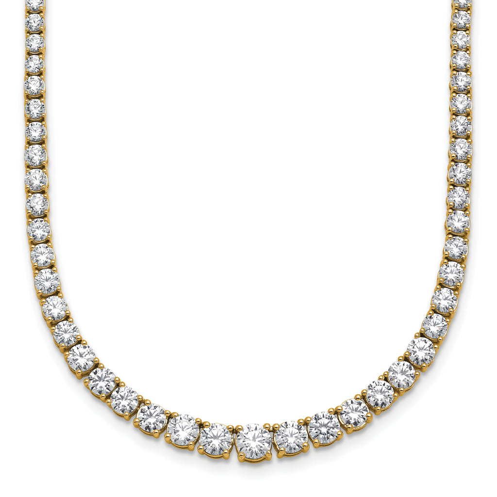 14k 9 7/8 carat Lab Grown Diamond VS+ F+ Complete Round 18 inch Graduated Tennis Necklace
