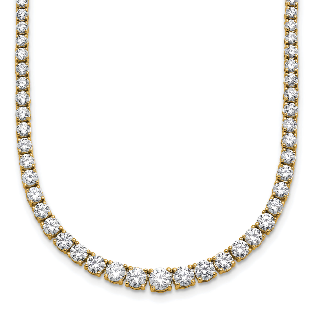 14k 9 7/8 carat Lab Grown Diamond VS+ F+ Complete Round 18 inch Graduated Tennis Necklace