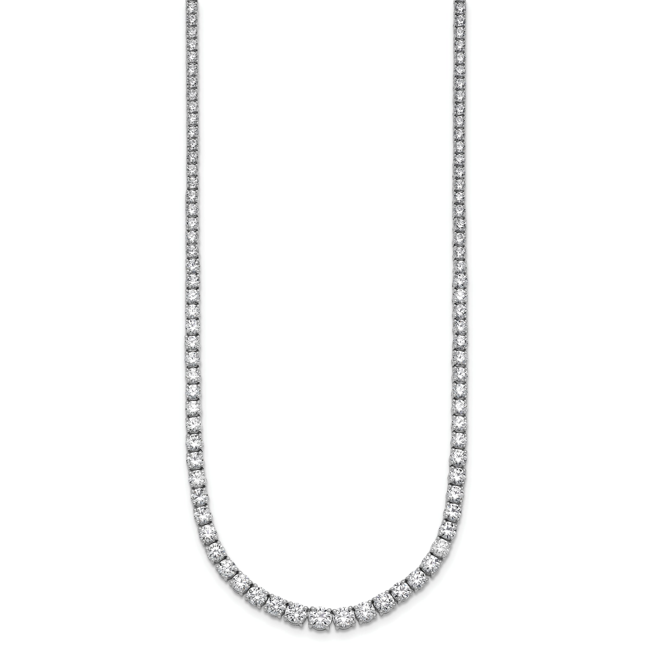 14k White Gold 14 1/2 carat Lab Grown Diamond VS/SI+ G+ Complete Round 18 inch Graduated Tennis Necklace