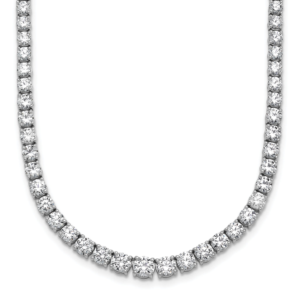 14k White Gold 14 1/2 carat Lab Grown Diamond VS+ F+ Complete Round 18 inch Graduated Tennis Necklace