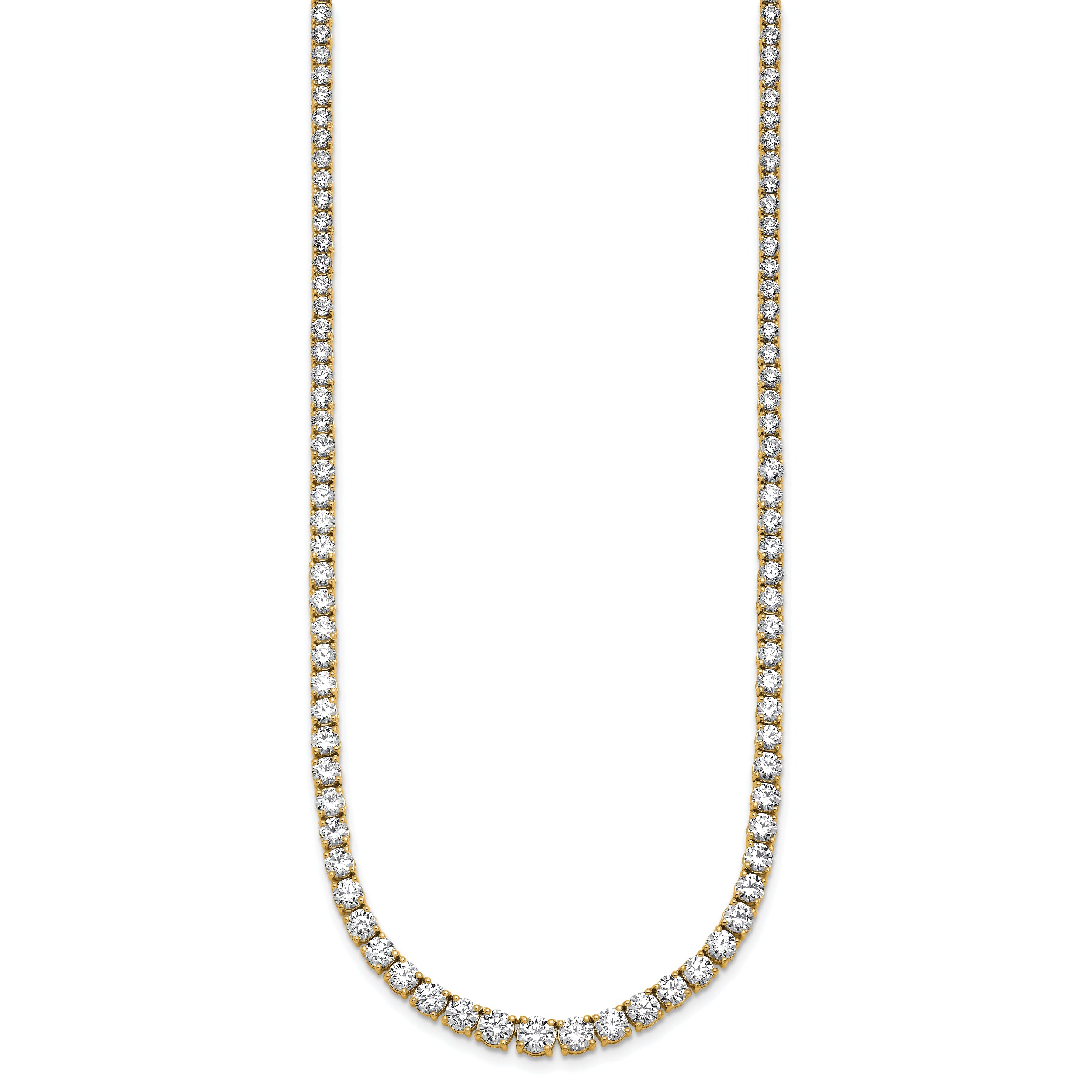 14k 14 1/2 carat Lab Grown Diamond VS+ F+ Complete Round 18 inch Graduated Tennis Necklace