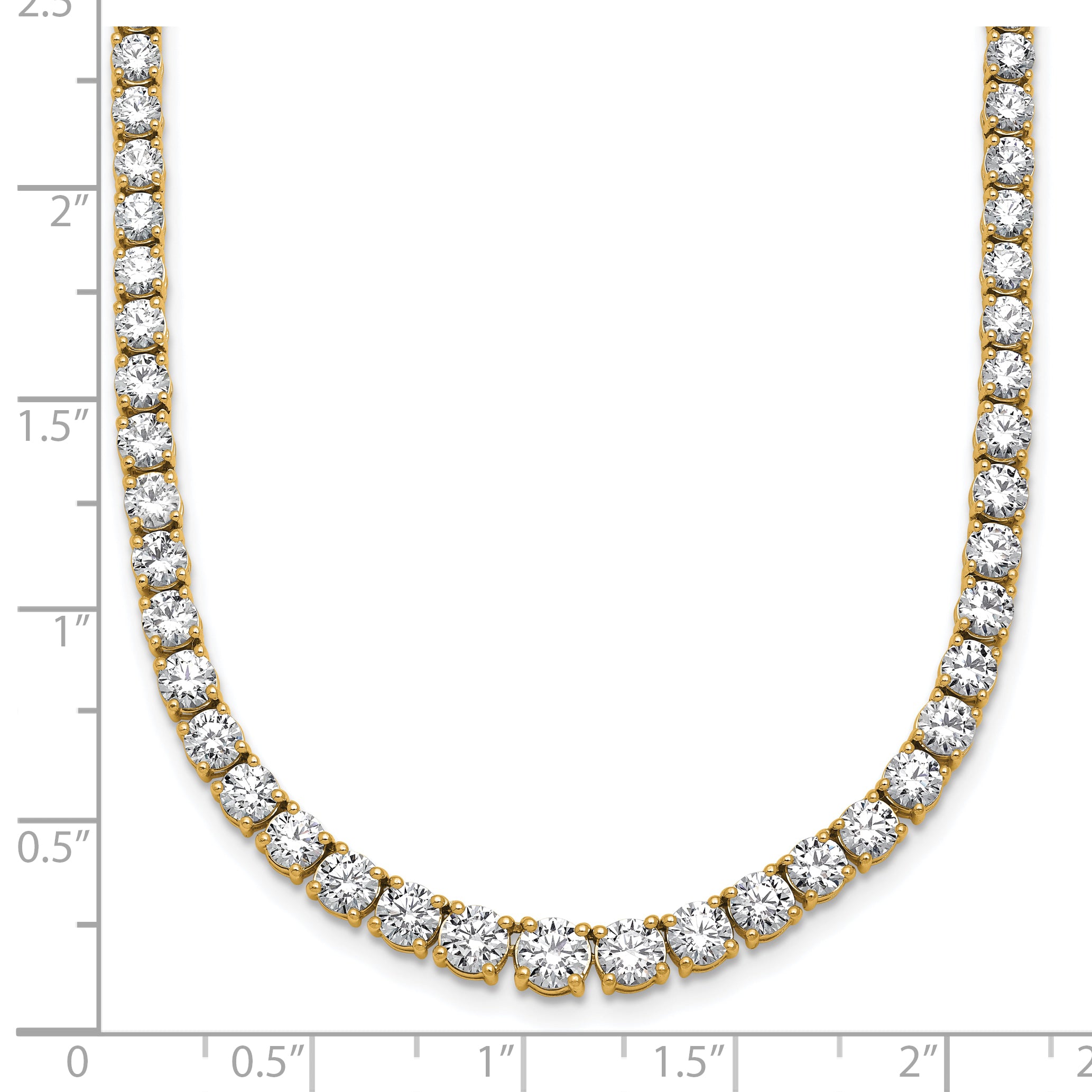 14k 14 1/2 carat Lab Grown Diamond VS+ F+ Complete Round 18 inch Graduated Tennis Necklace