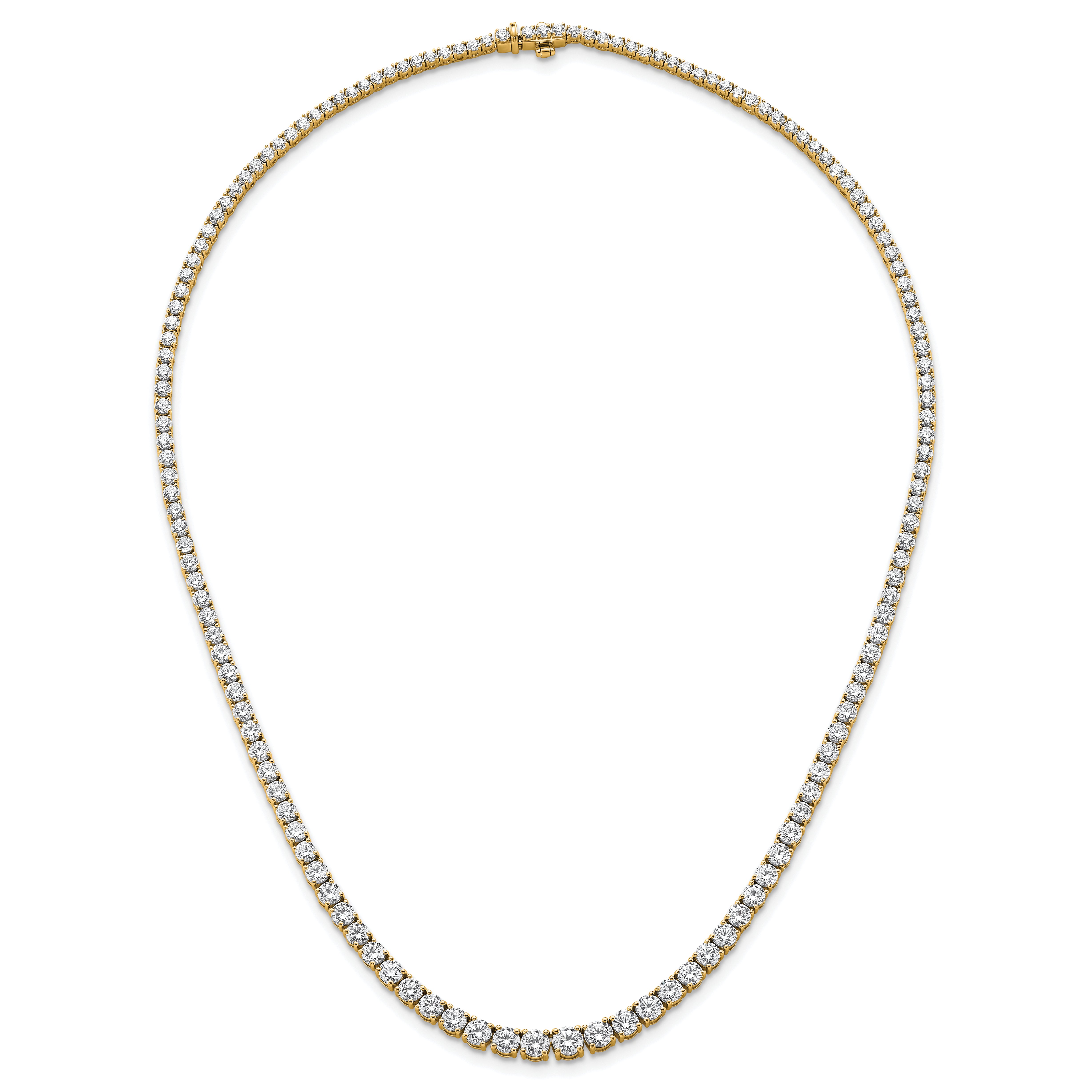 14k 14 1/2 carat Lab Grown Diamond VS+ F+ Complete Round 18 inch Graduated Tennis Necklace