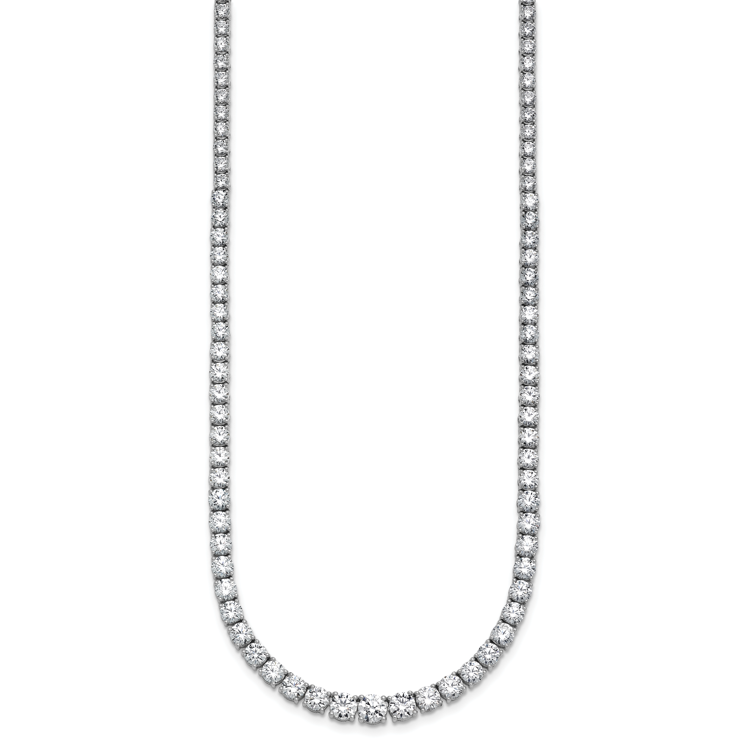 14k White Gold 18 7/8 carat Lab Grown Diamond VS+ F+ Complete Round 18 inch Graduated Tennis Necklace Secondary image