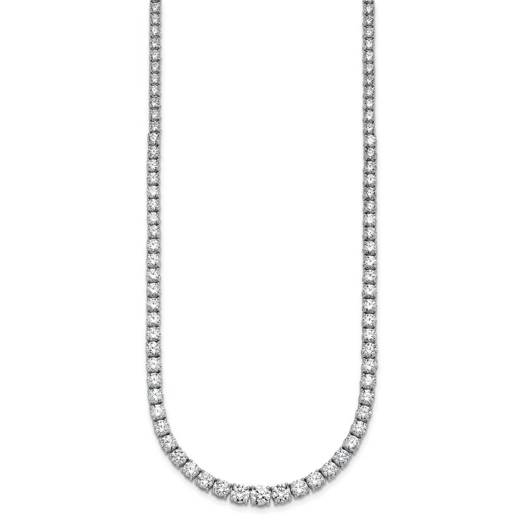 14k White Gold 18 7/8 carat Lab Grown Diamond VS+ F+ Complete Round 18 inch Graduated Tennis Necklace