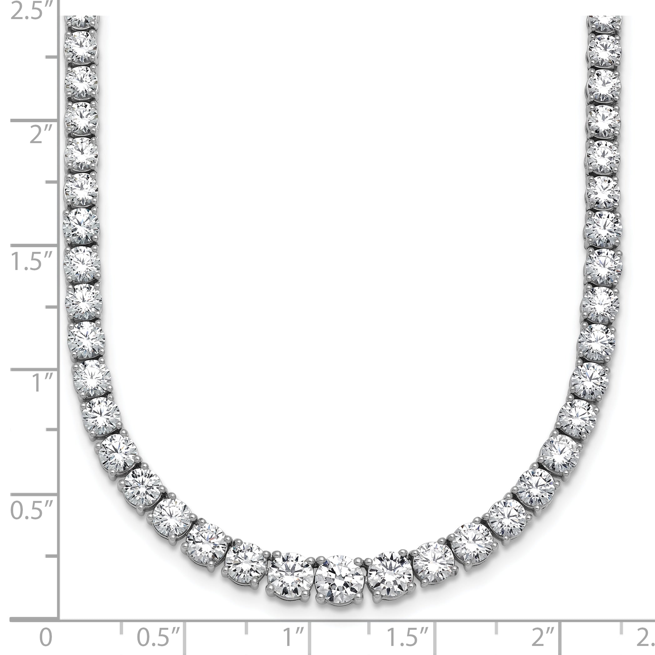 14k White Gold 18 7/8 carat Lab Grown Diamond VS+ F+ Complete Round 18 inch Graduated Tennis Necklace