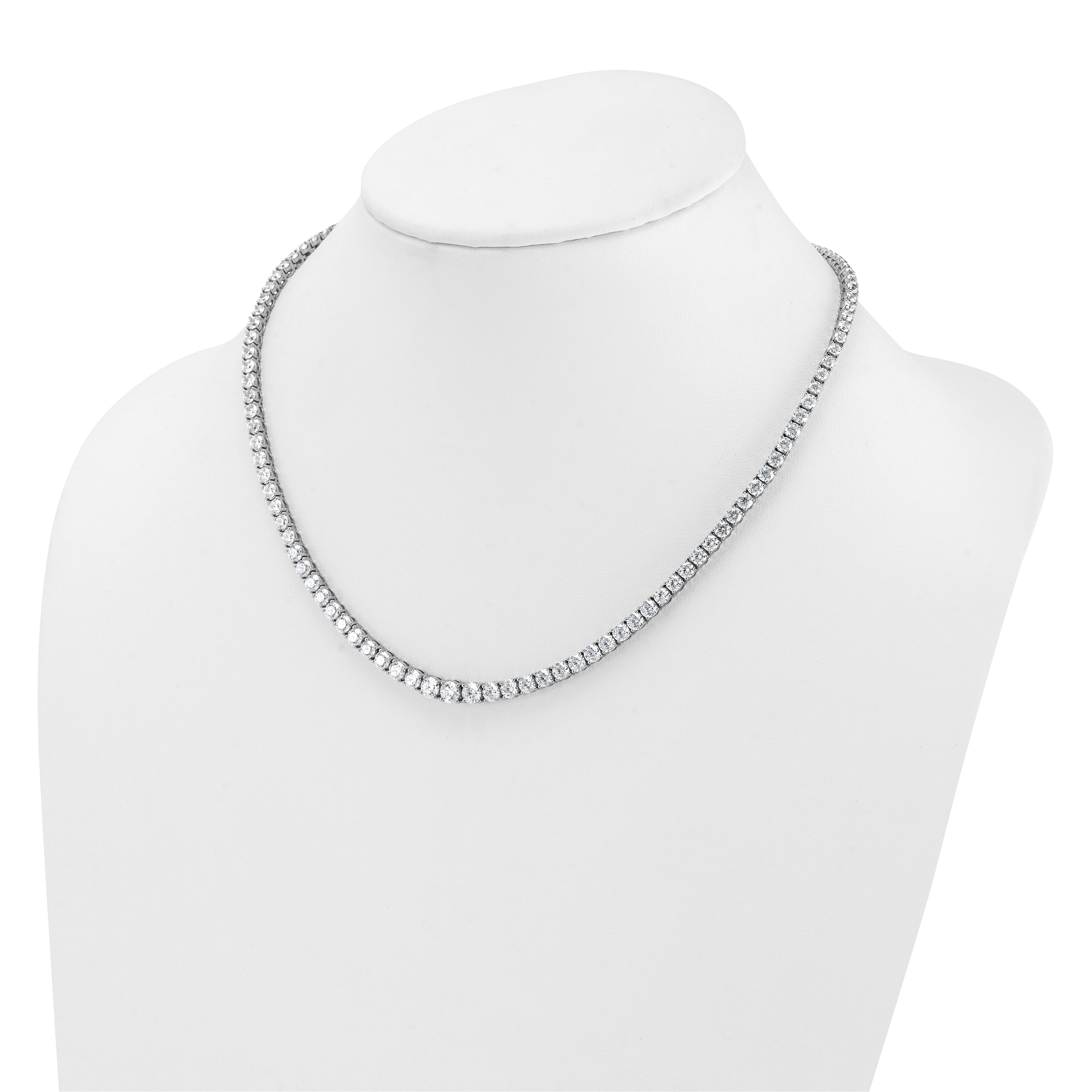 14k White Gold 18 7/8 carat Lab Grown Diamond VS+ F+ Complete Round 18 inch Graduated Tennis Necklace