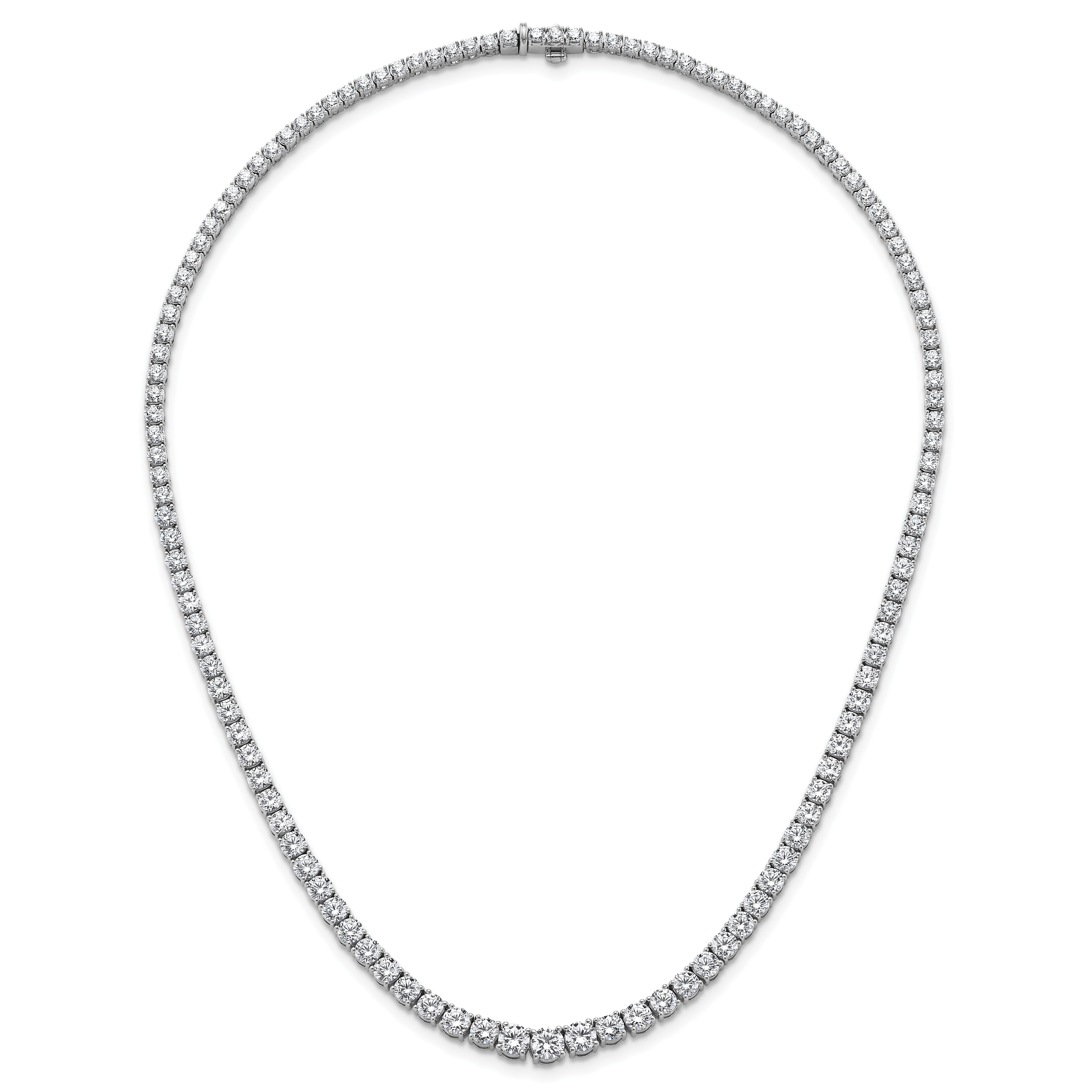 14k White Gold 18 7/8 carat Lab Grown Diamond VS+ F+ Complete Round 18 inch Graduated Tennis Necklace