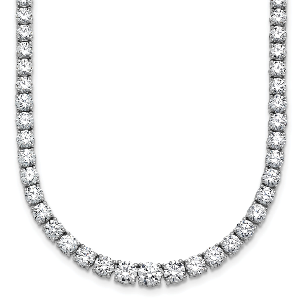 14k White Gold 18 7/8 carat Lab Grown Diamond VS/SI+ G+ Complete Round 18 inch Graduated Tennis Necklace
