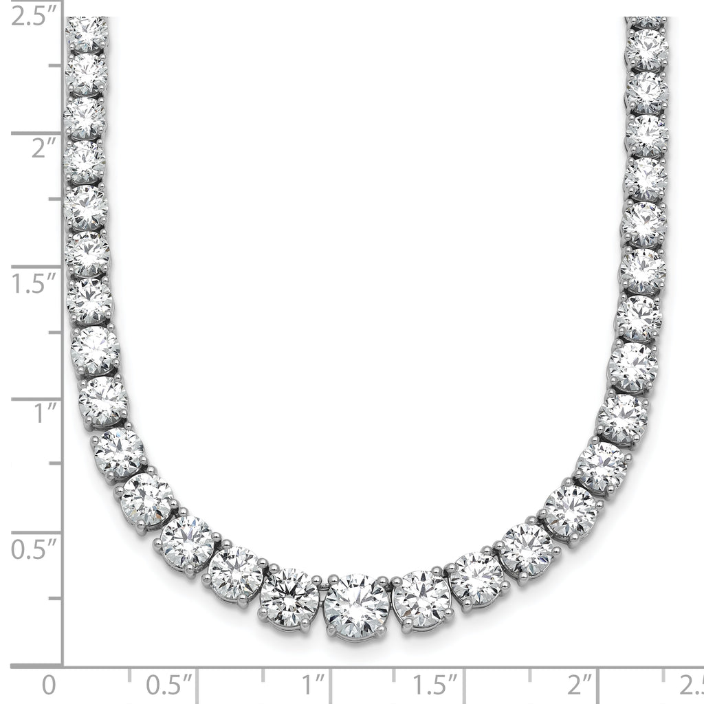 14k White Gold 28 1/2 carat Lab Grown Diamond VS+ F+ Complete Round 18 inch Graduated Tennis Necklace