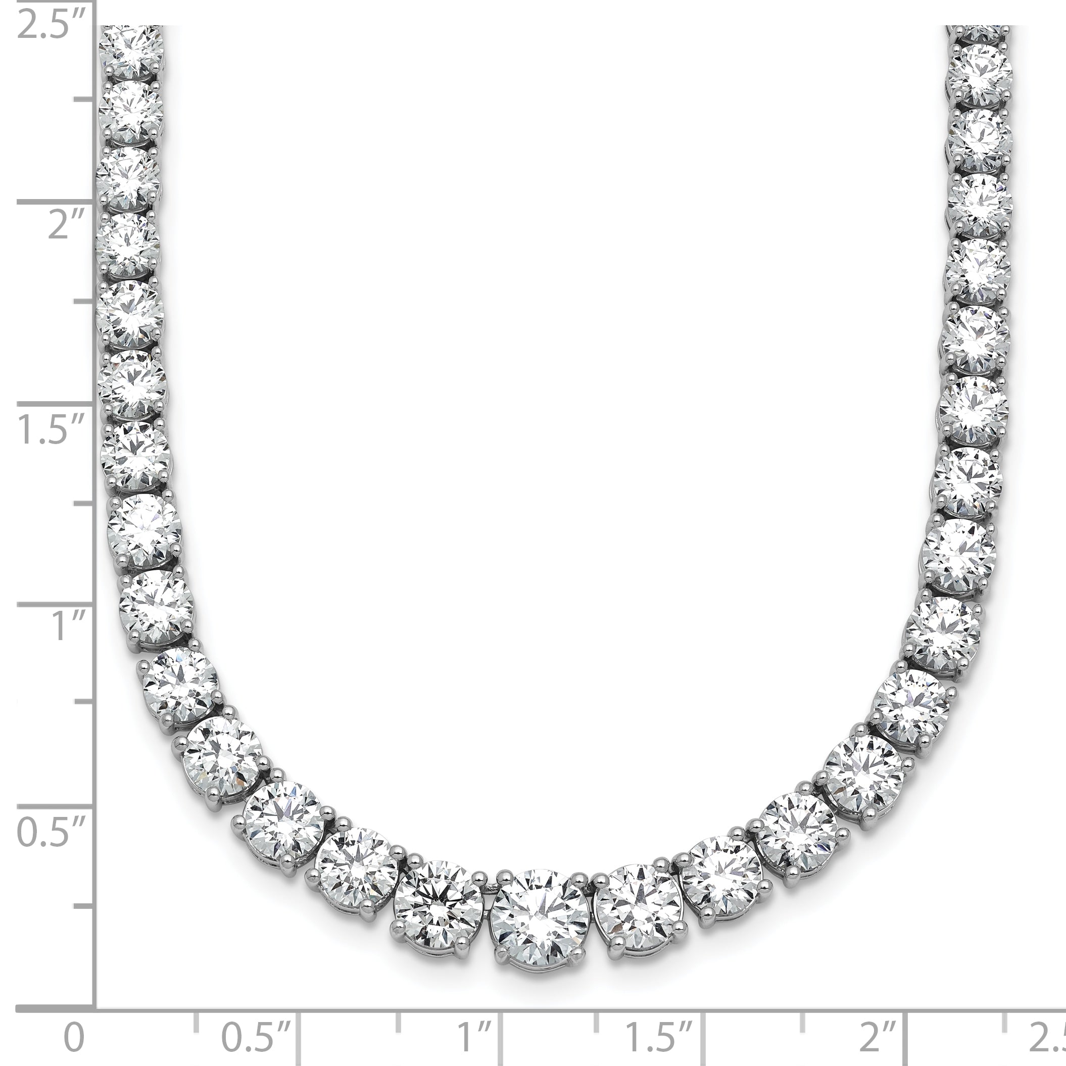 14k White Gold 28 1/2 carat Lab Grown Diamond VS+ F+ Complete Round 18 inch Graduated Tennis Necklace