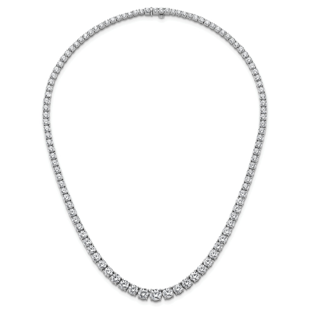 14k White Gold 28 1/2 carat Lab Grown Diamond VS+ F+ Complete Round 18 inch Graduated Tennis Necklace